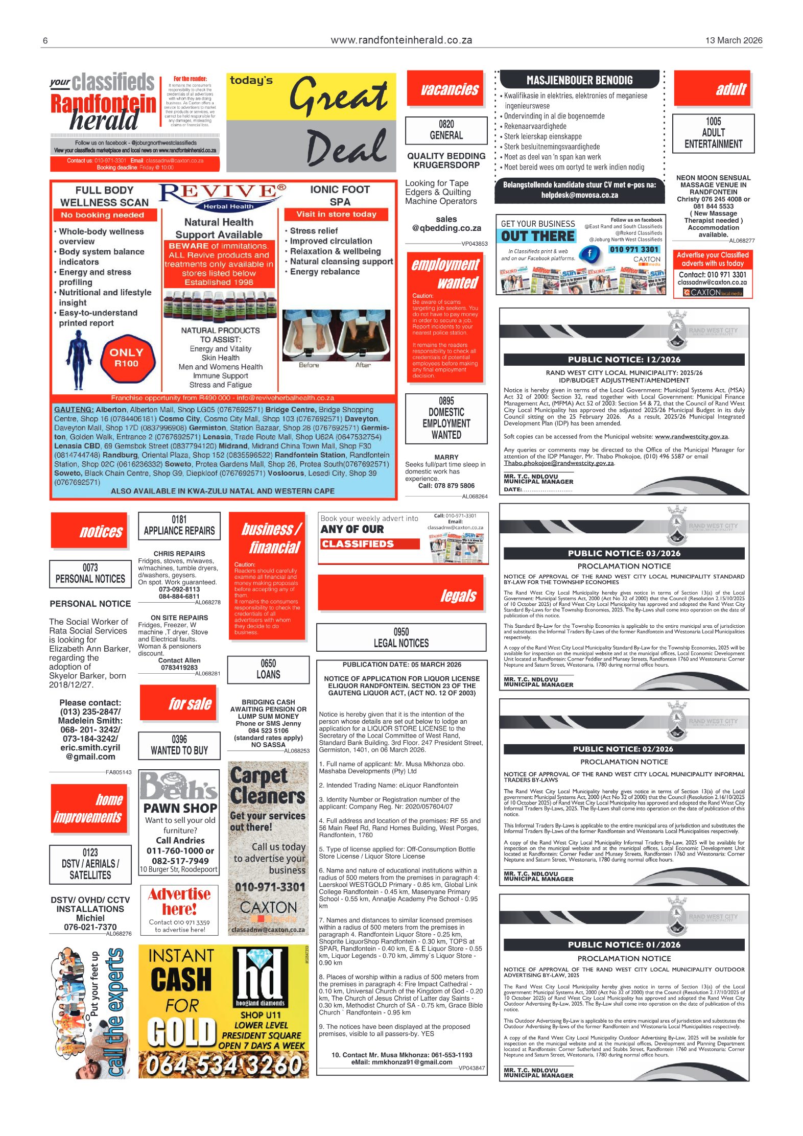 Randfontein Herald 13 March 2026 page 6