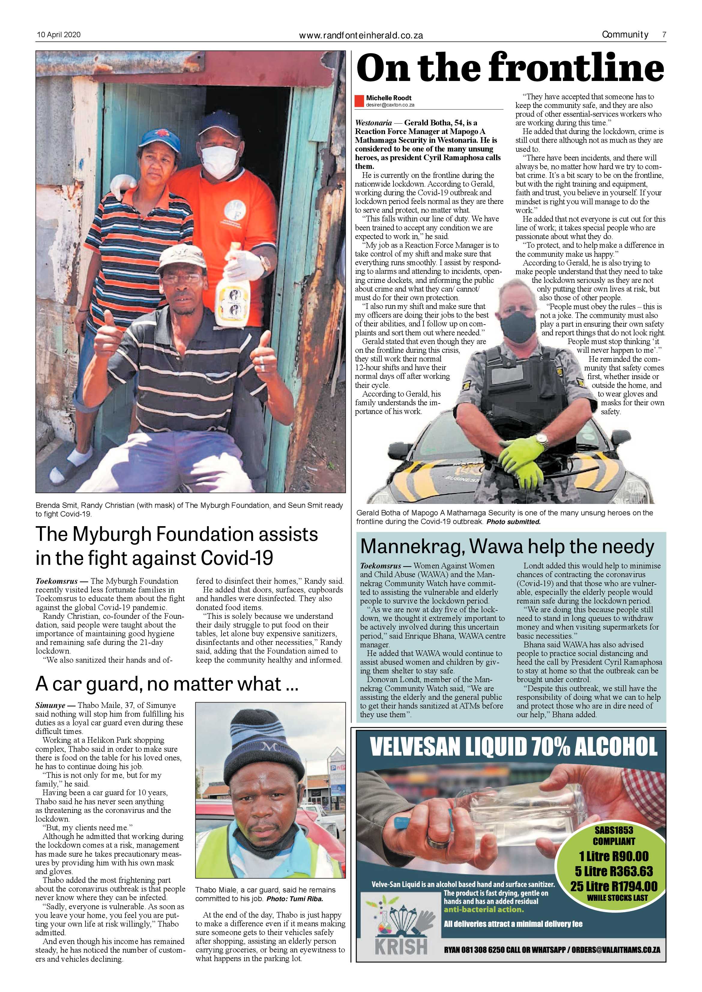 Randfontein Herald 10 April 2020 page 7