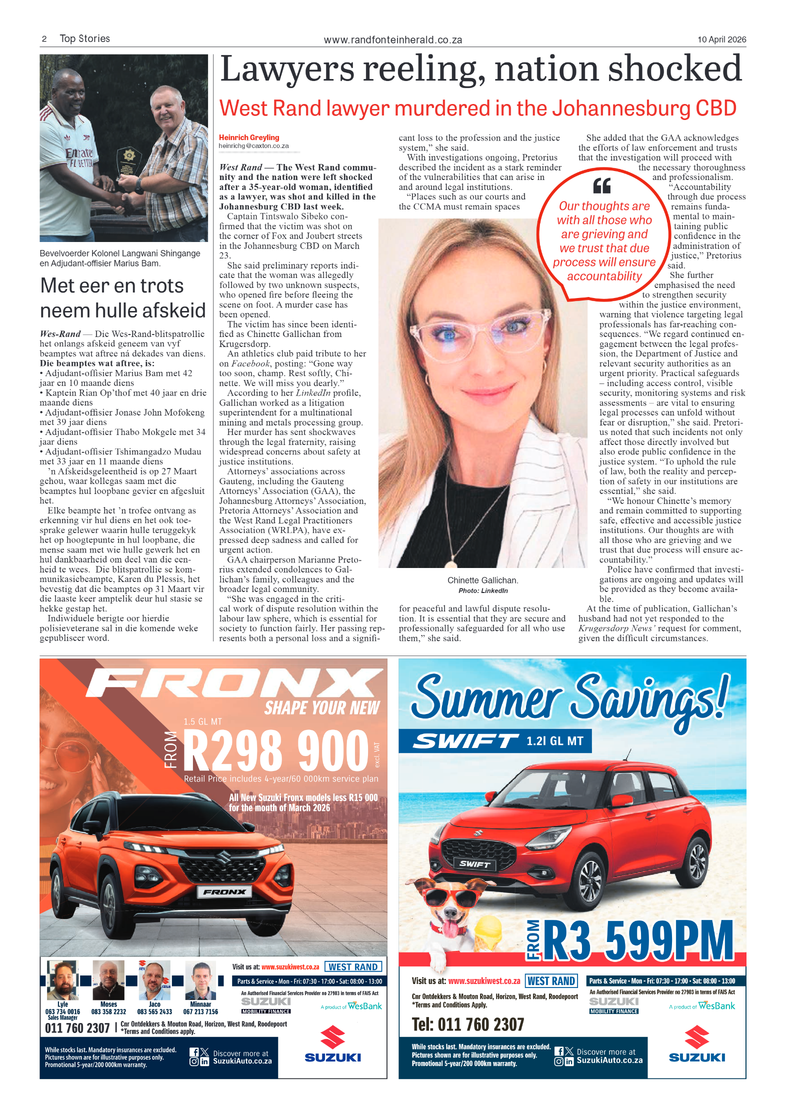 Randfontein Herald 10 April 2026 page 2