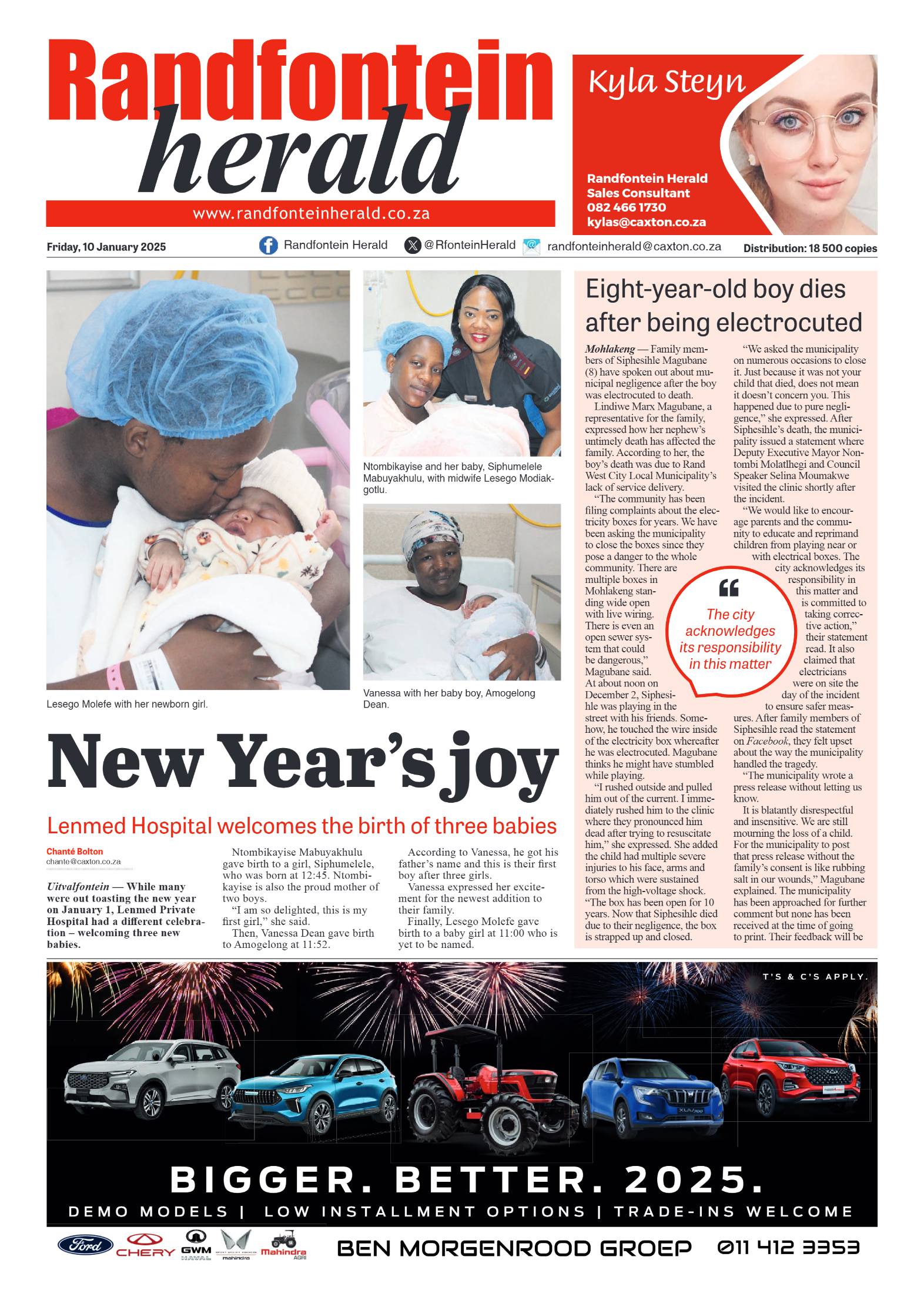 Randfontein Herald 10 January 2025 page 1