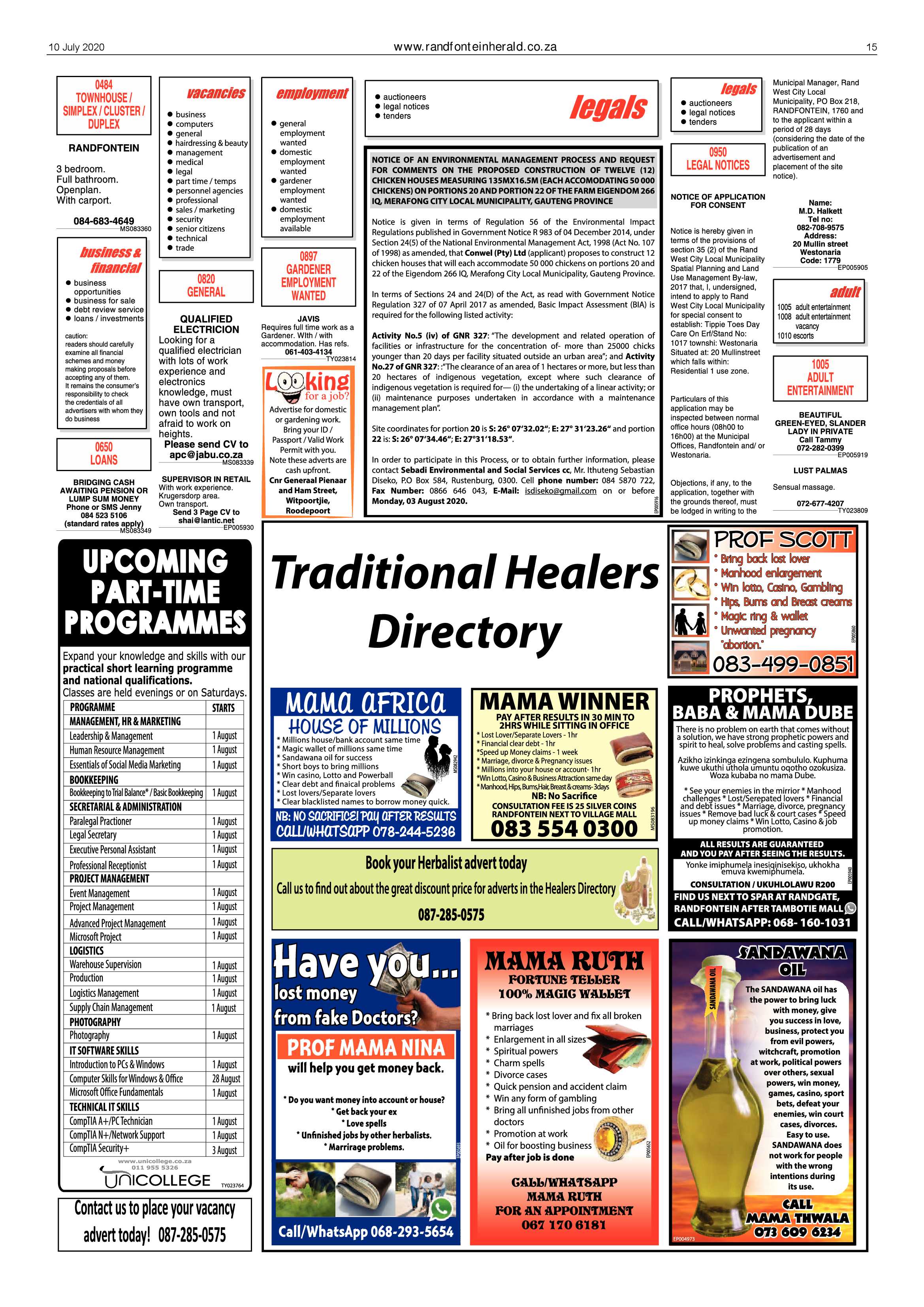 Randfontein Herald 10 July 2020 page 15