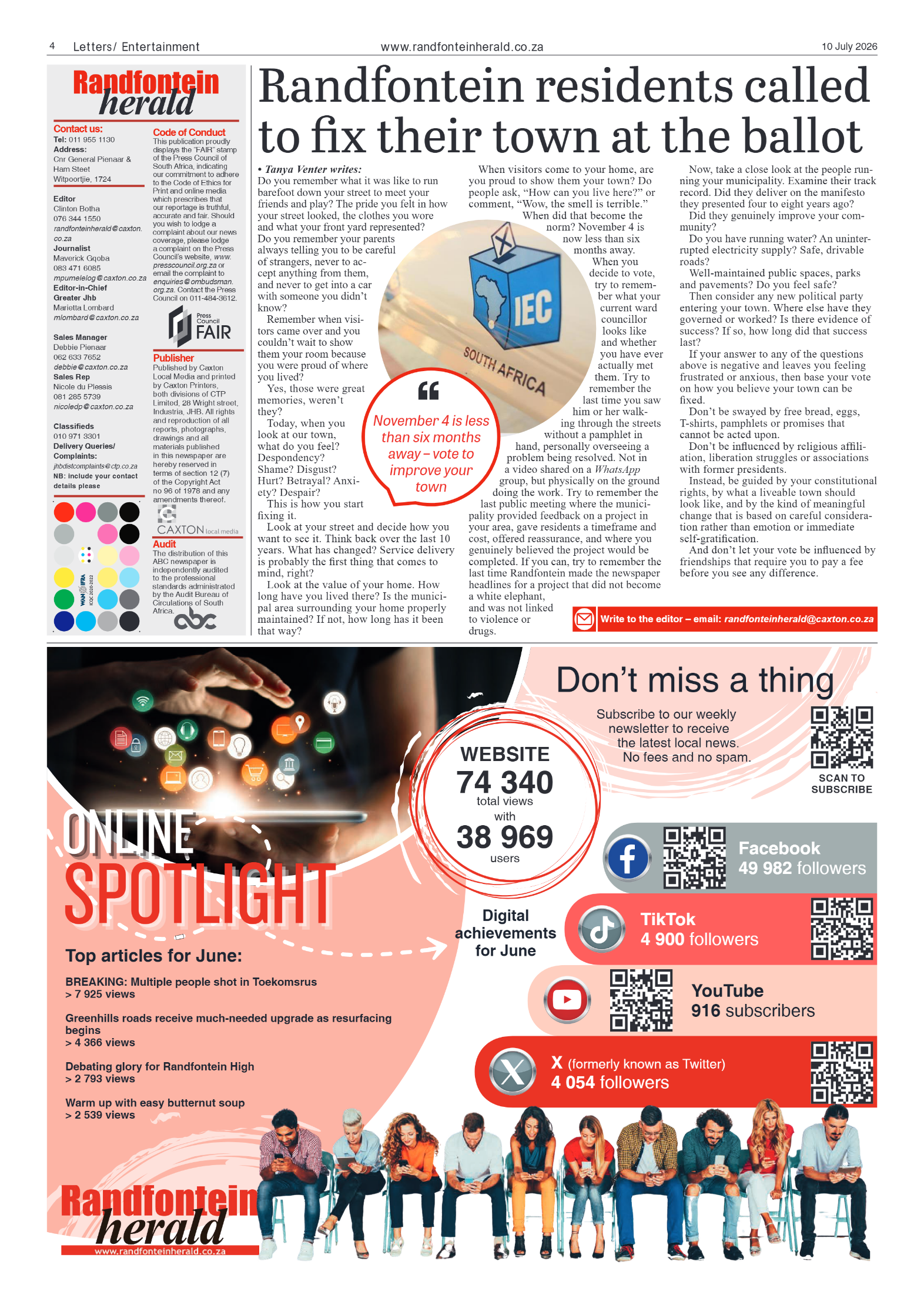 Randfontein Herald 10 July 2026 page 4