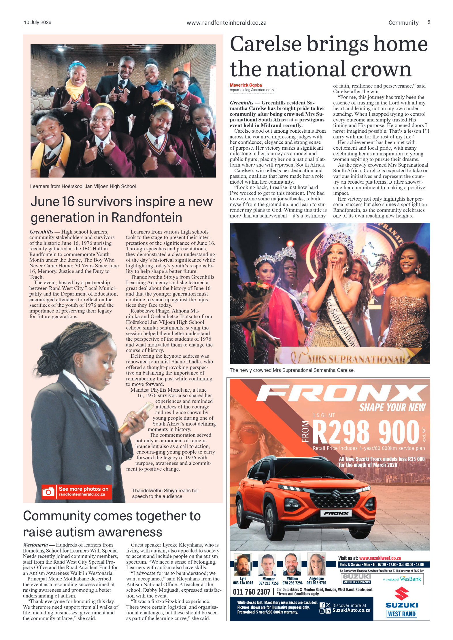 Randfontein Herald 10 July 2026 page 5