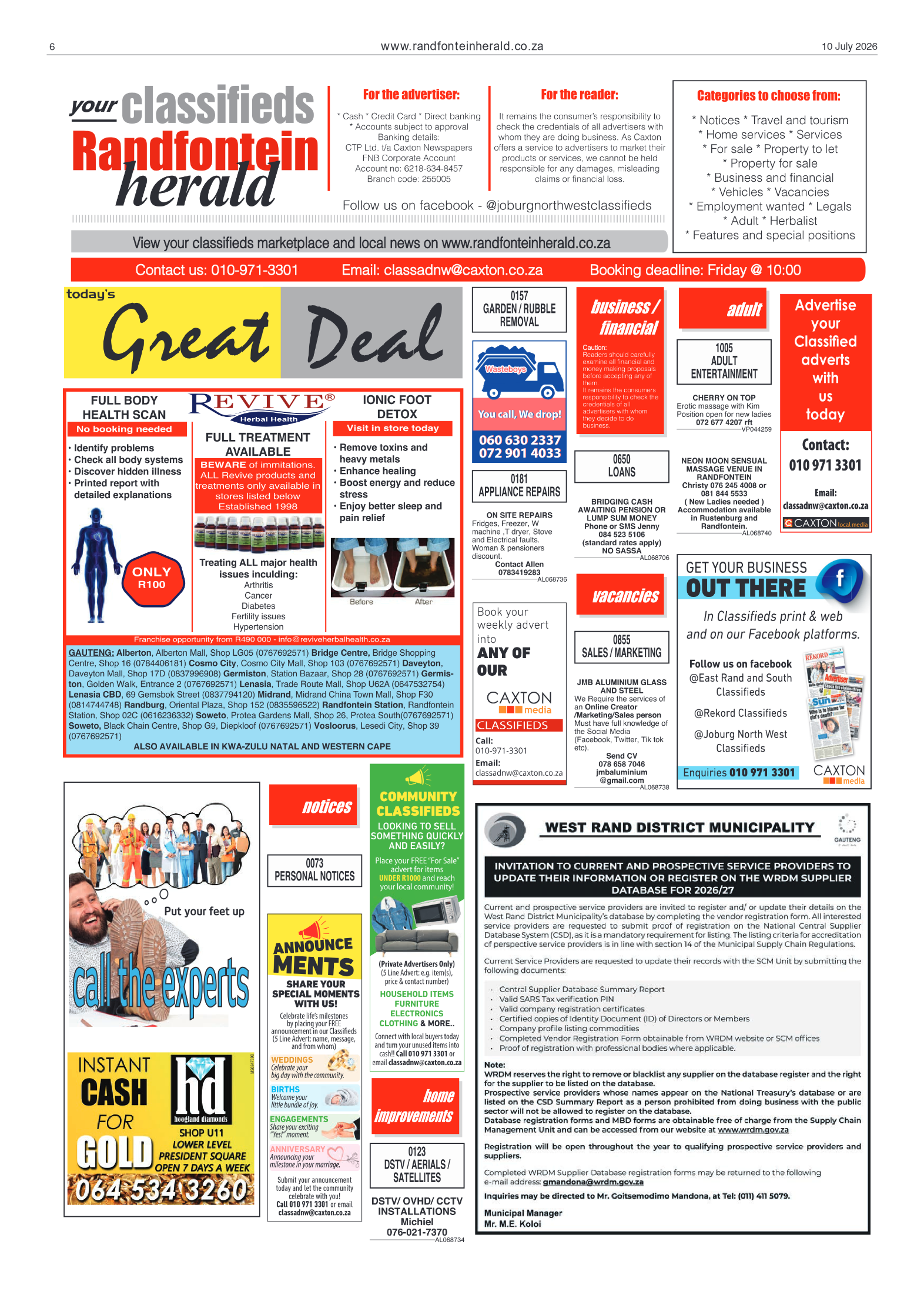 Randfontein Herald 10 July 2026 page 6