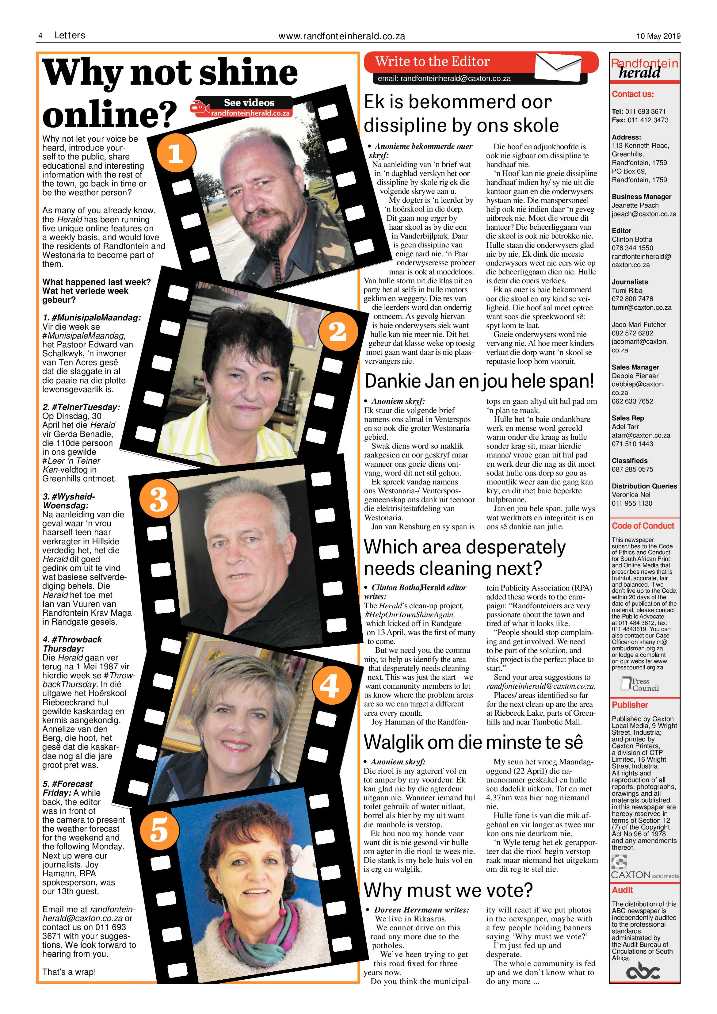 Randfontein Herald 10 May 2019 page 4