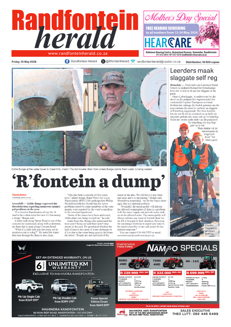 Randfontein Herald 10 May 2024 page 1