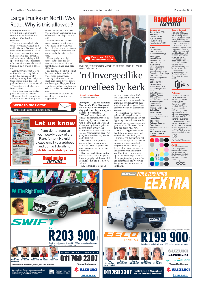 Randfontein Herald 10 November 2023 page 4