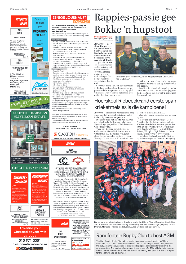 Randfontein Herald 10 November 2023 page 7