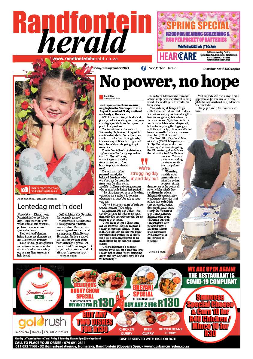 Randfontein Herald 10 September 2021 page 1