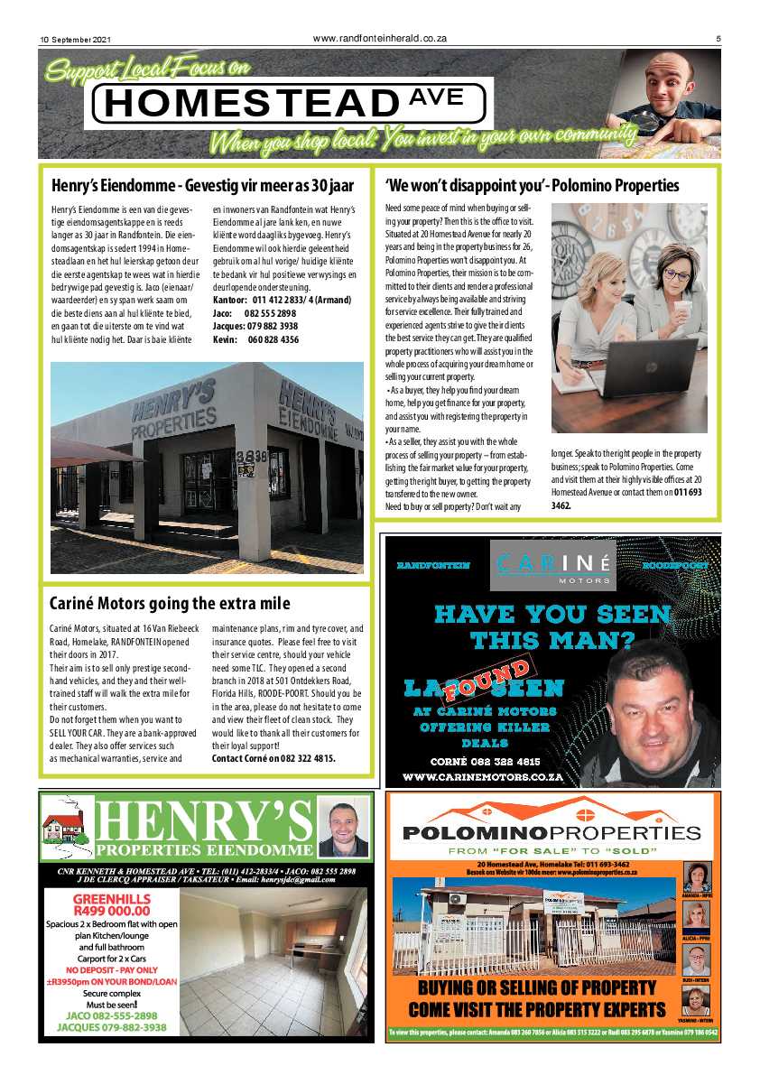 Randfontein Herald 10 September 2021 page 5