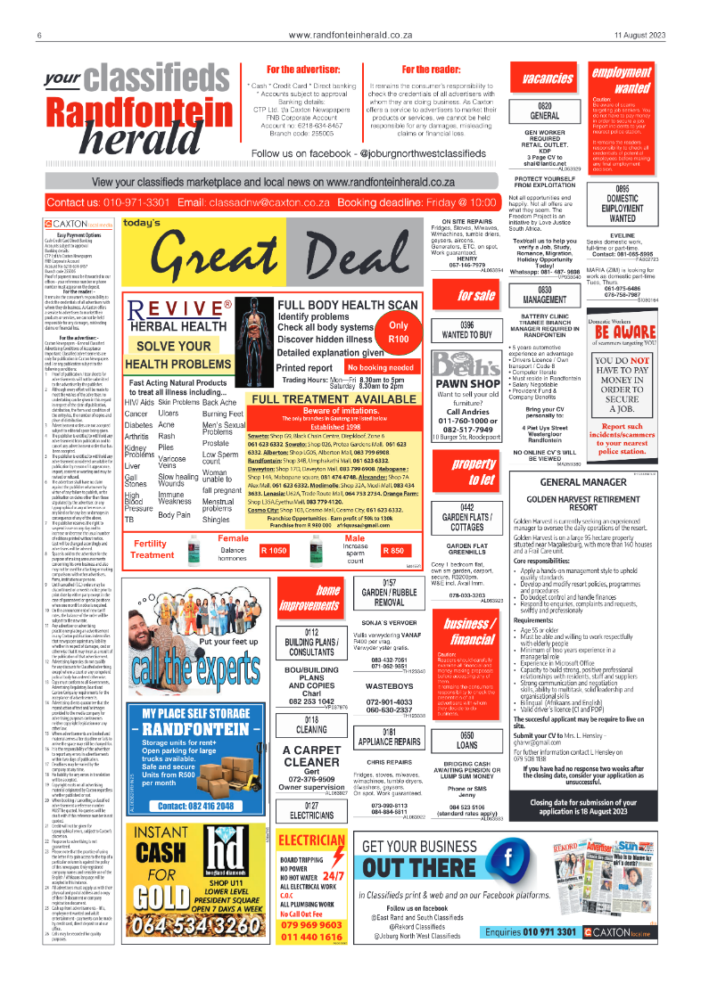 Randfontein Herald 11 August 2023 page 6