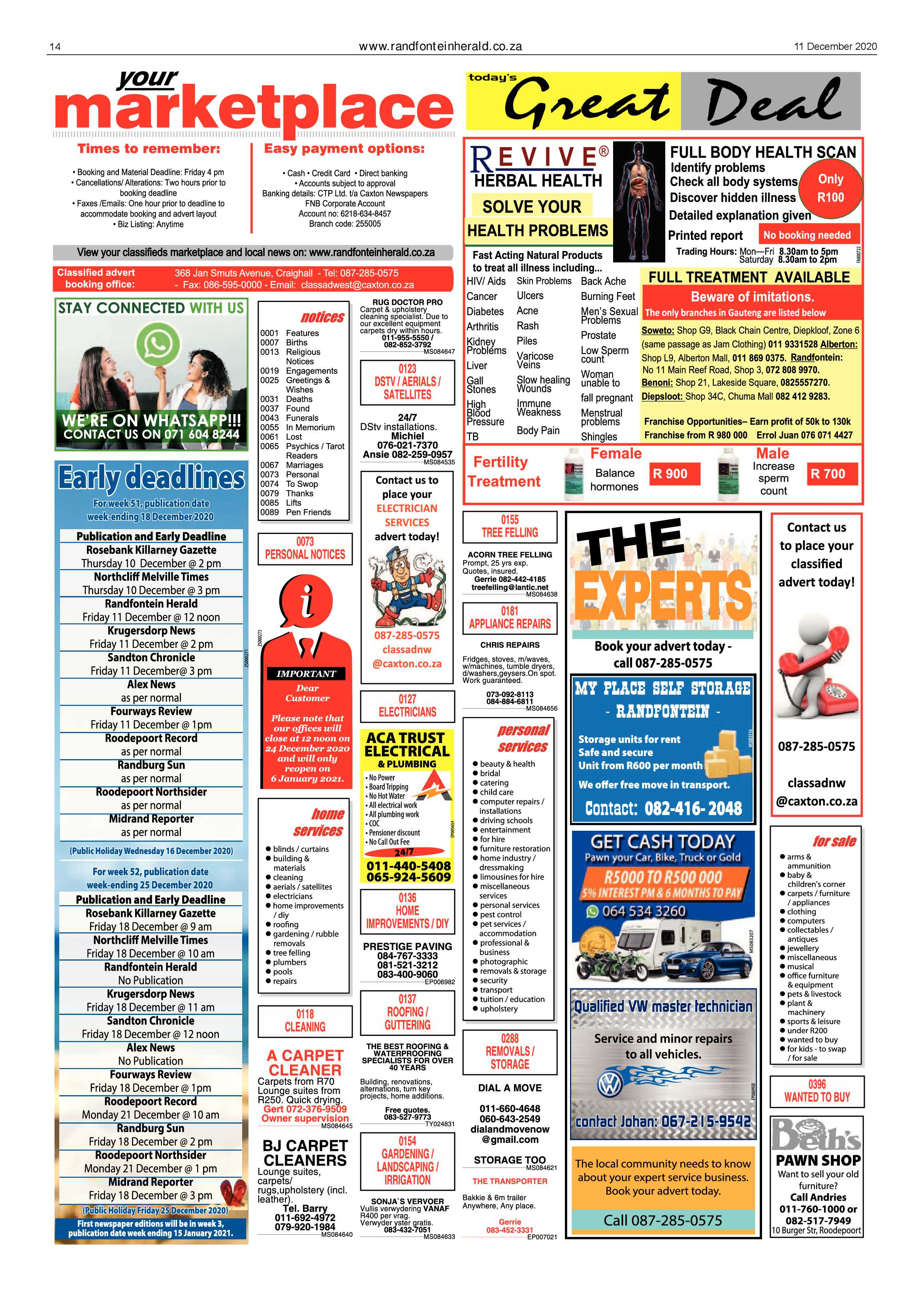 Randfontein Herald 11 December 2020 page 14