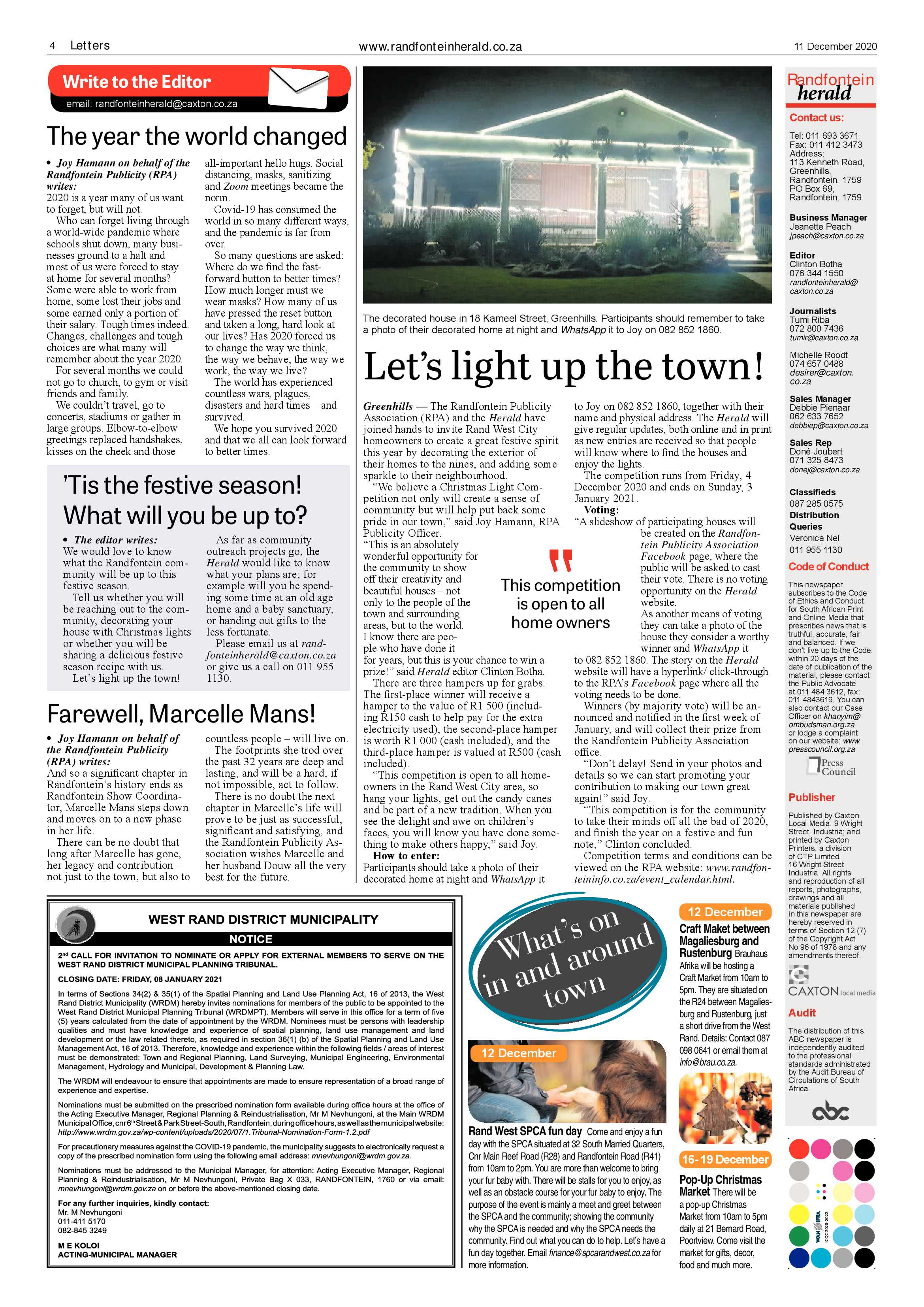 Randfontein Herald 11 December 2020 page 4