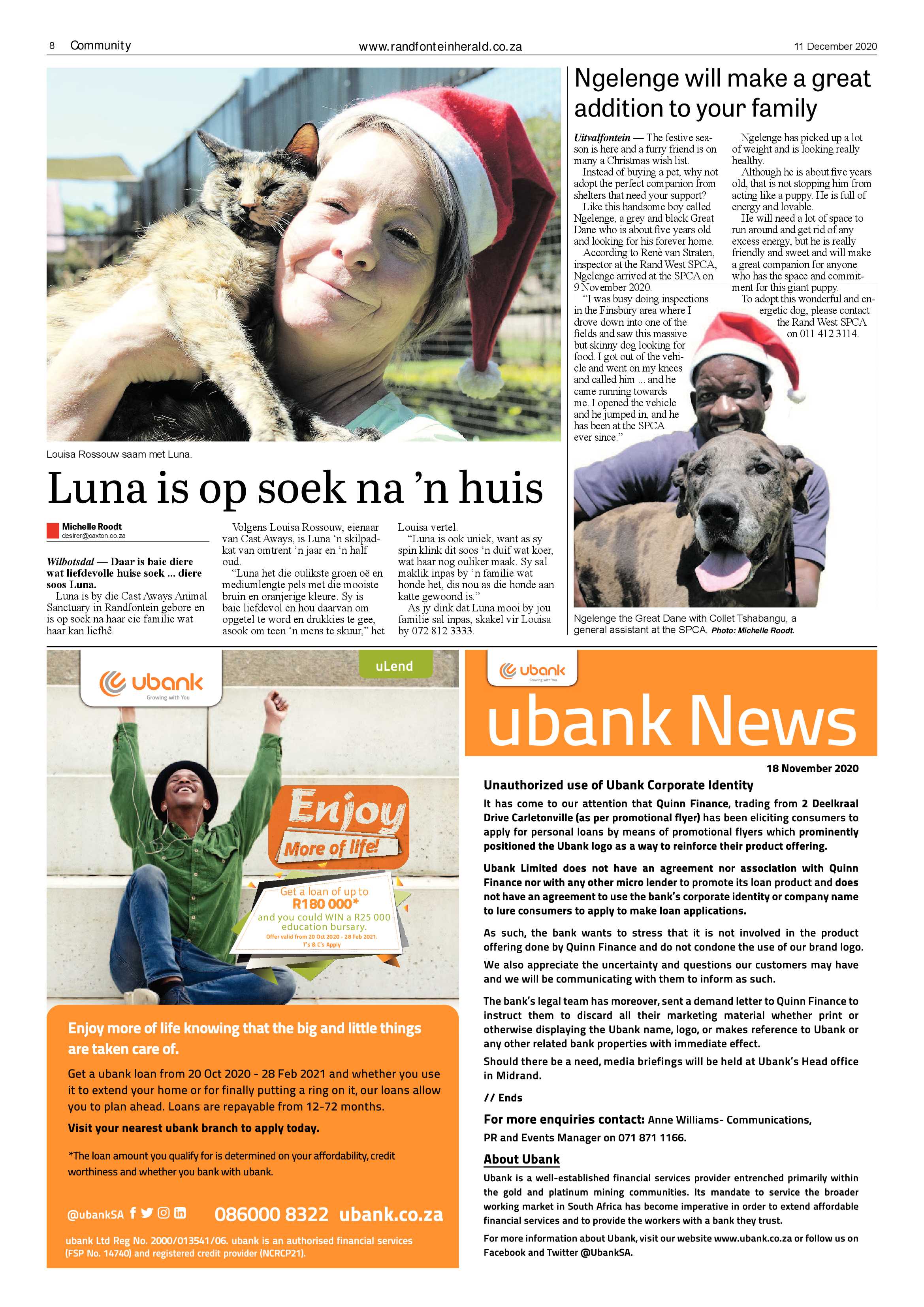 Randfontein Herald 11 December 2020 page 8