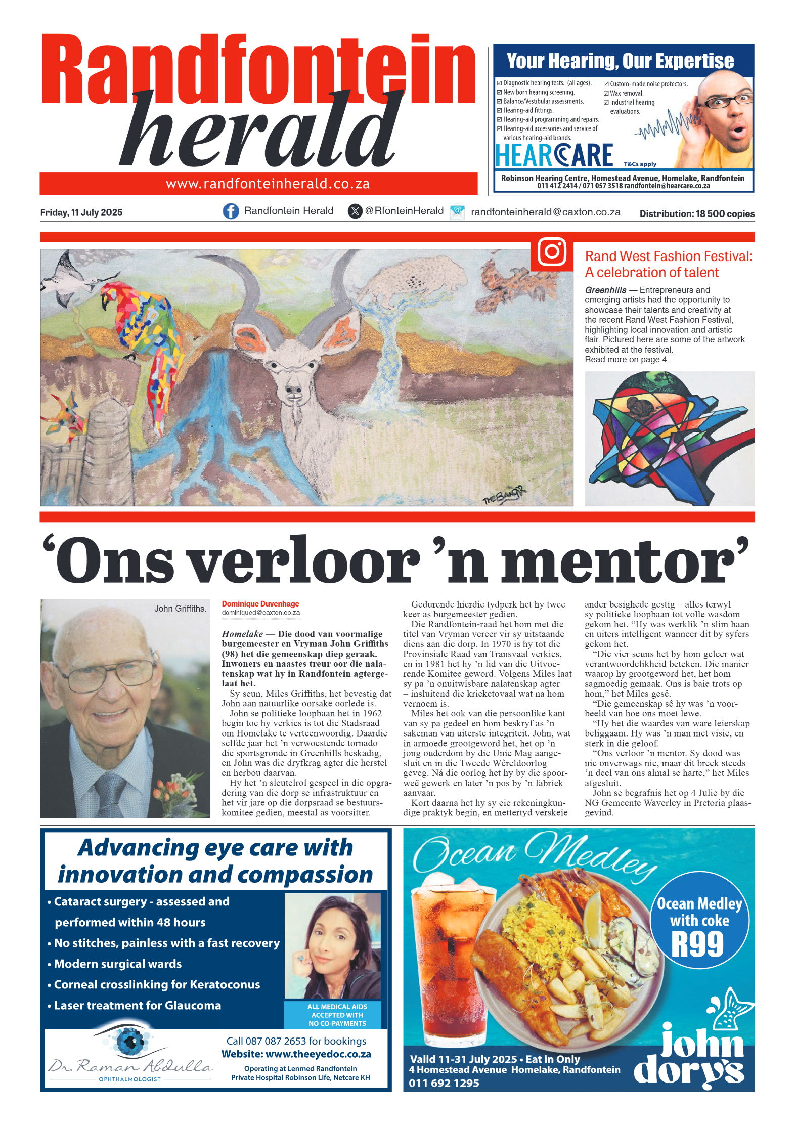 Randfontein Herald 11 July 2025 page 1