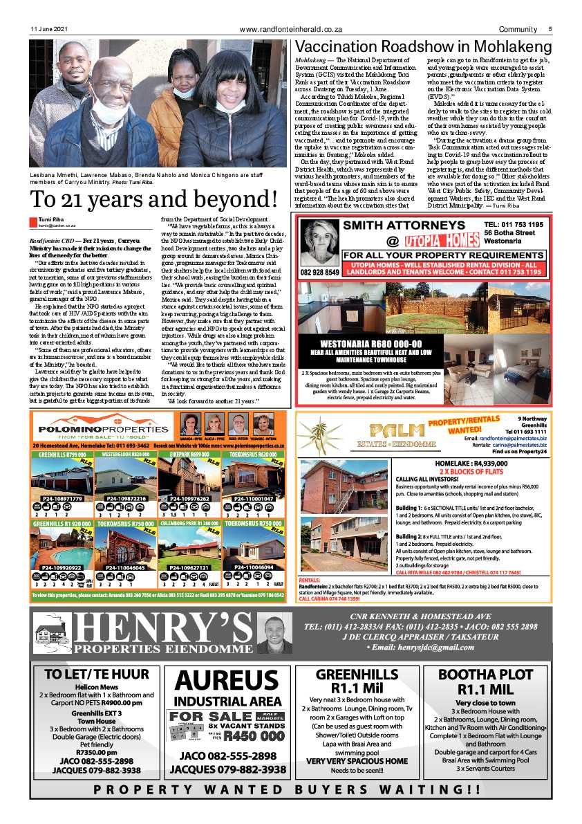 Randfontein Herald 11 June 2021 page 5