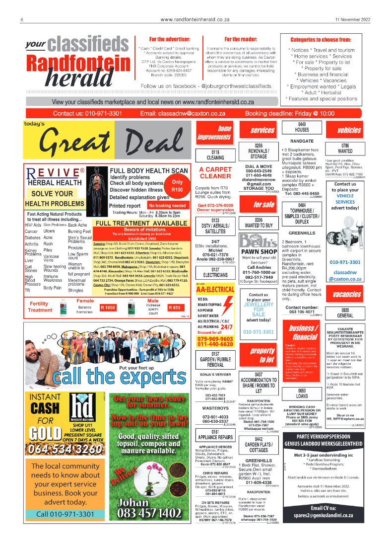 Randfontein Herald 11 November 2022 page 6