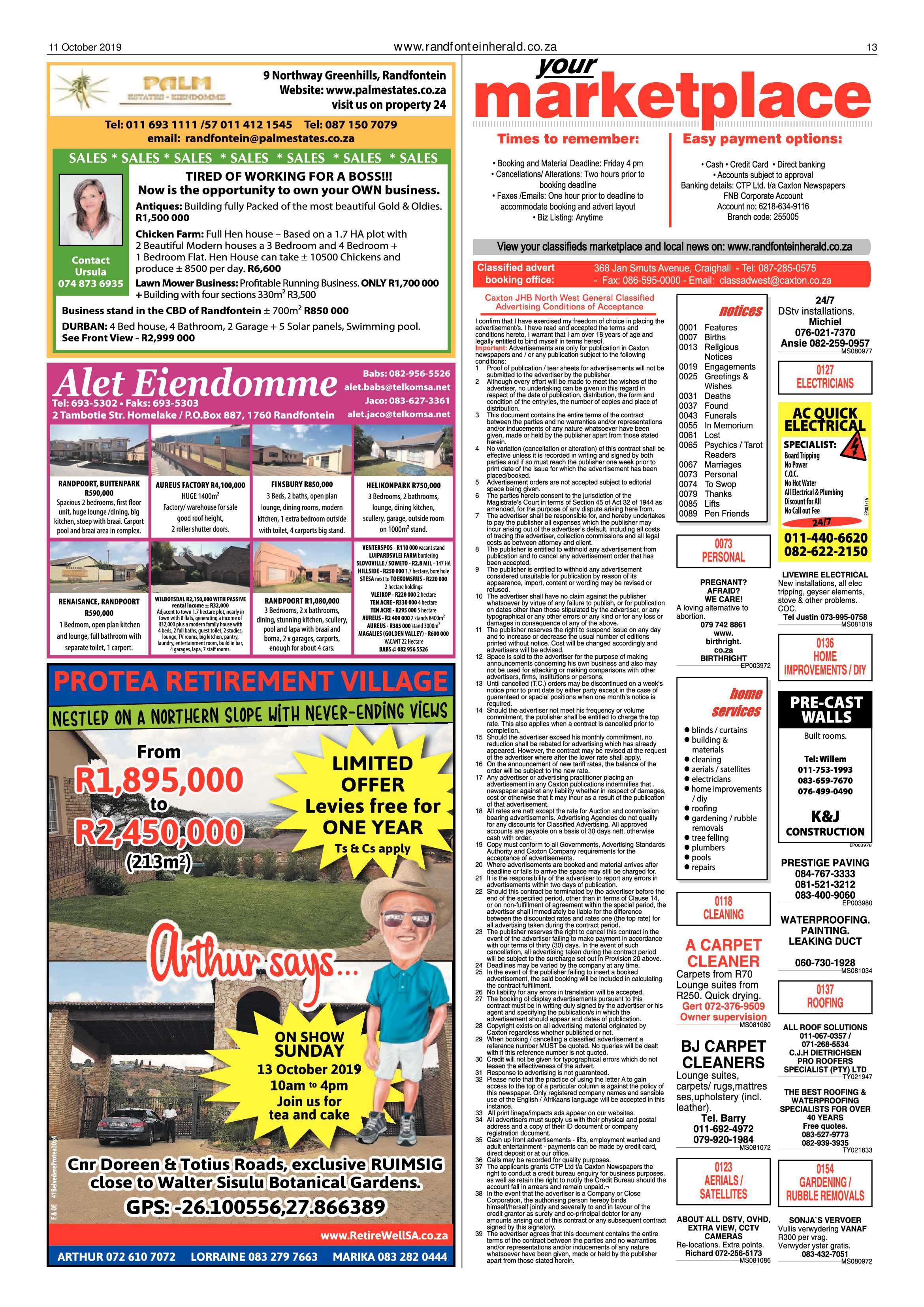 Randfontein Herald 11 October 2019 page 13