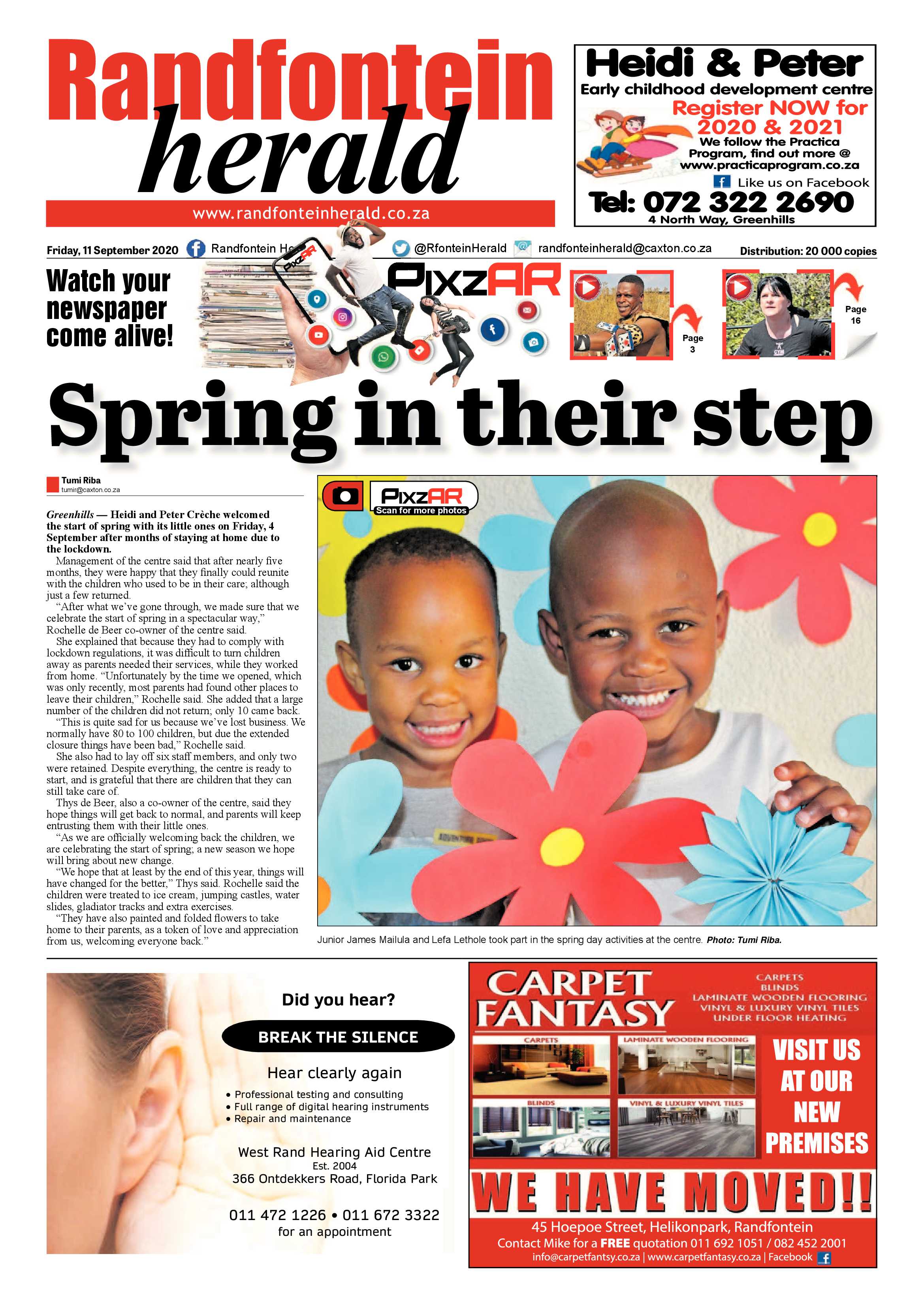 Randfontein Herald 11 September 2020 page 1