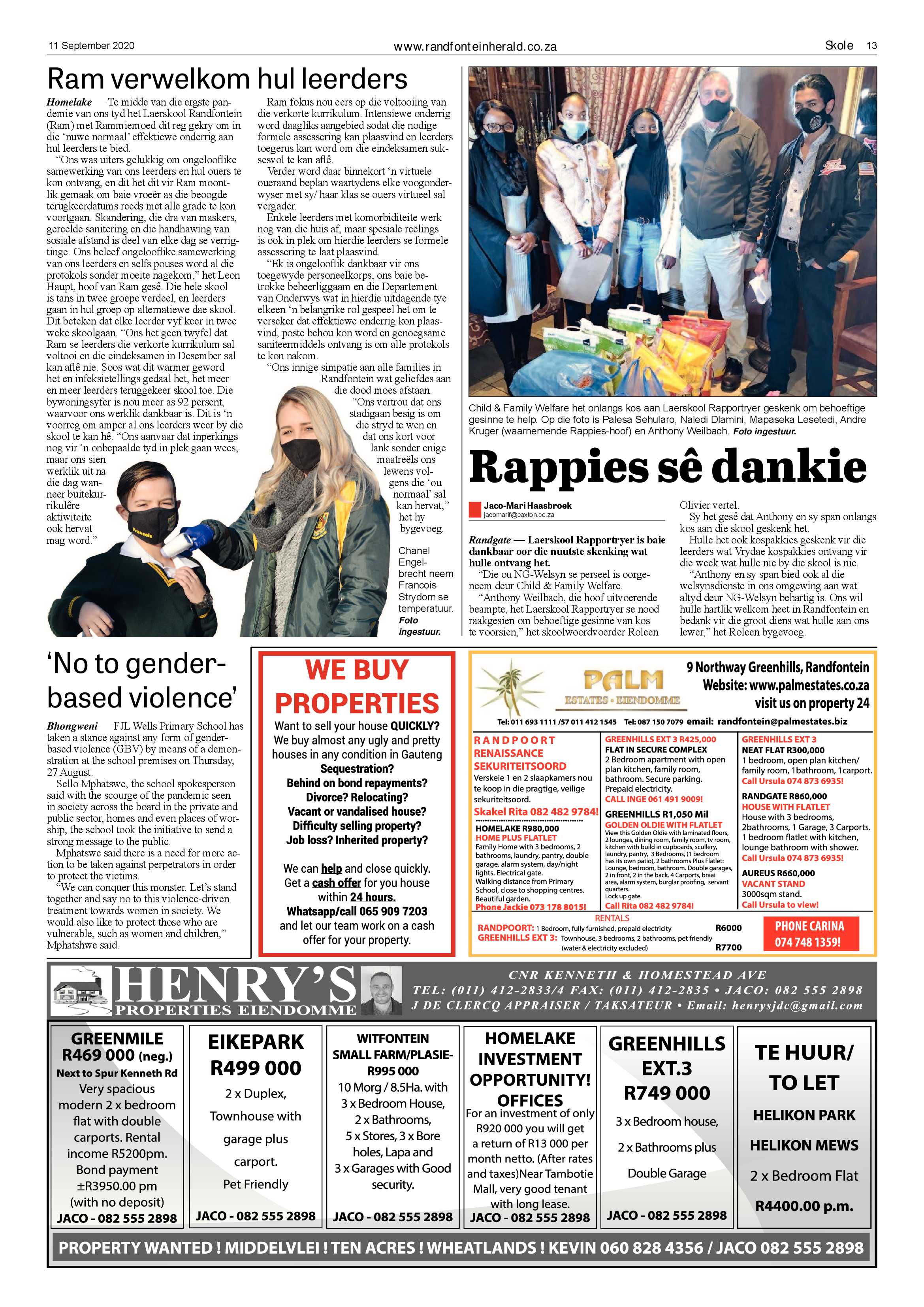 Randfontein Herald 11 September 2020 page 13