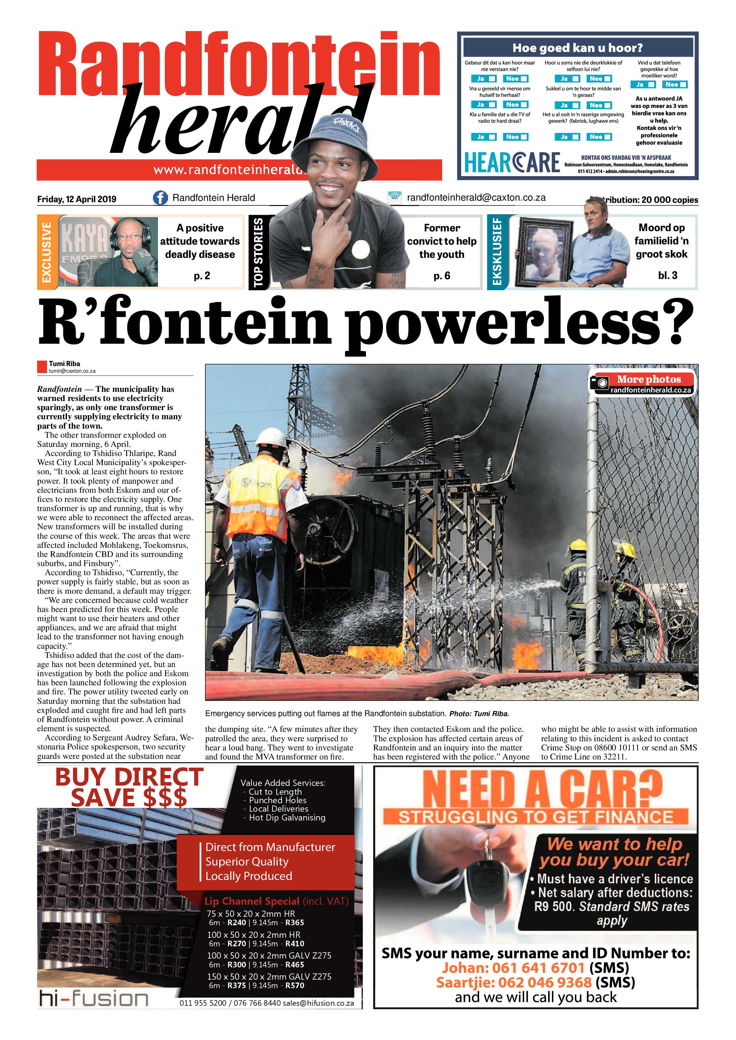 Randfontein Herald 12 April 2019 page 1