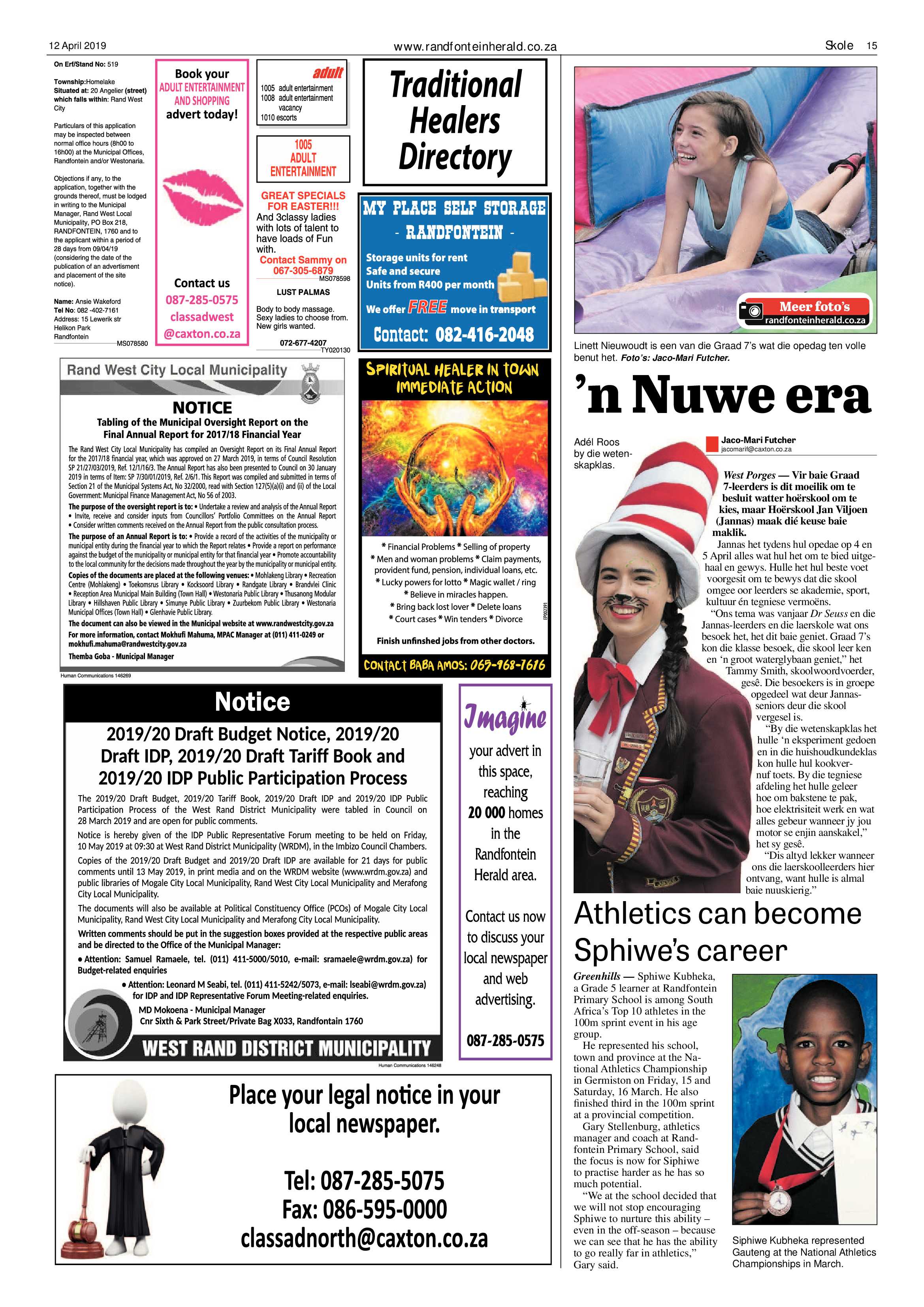 Randfontein Herald 12 April 2019 page 15