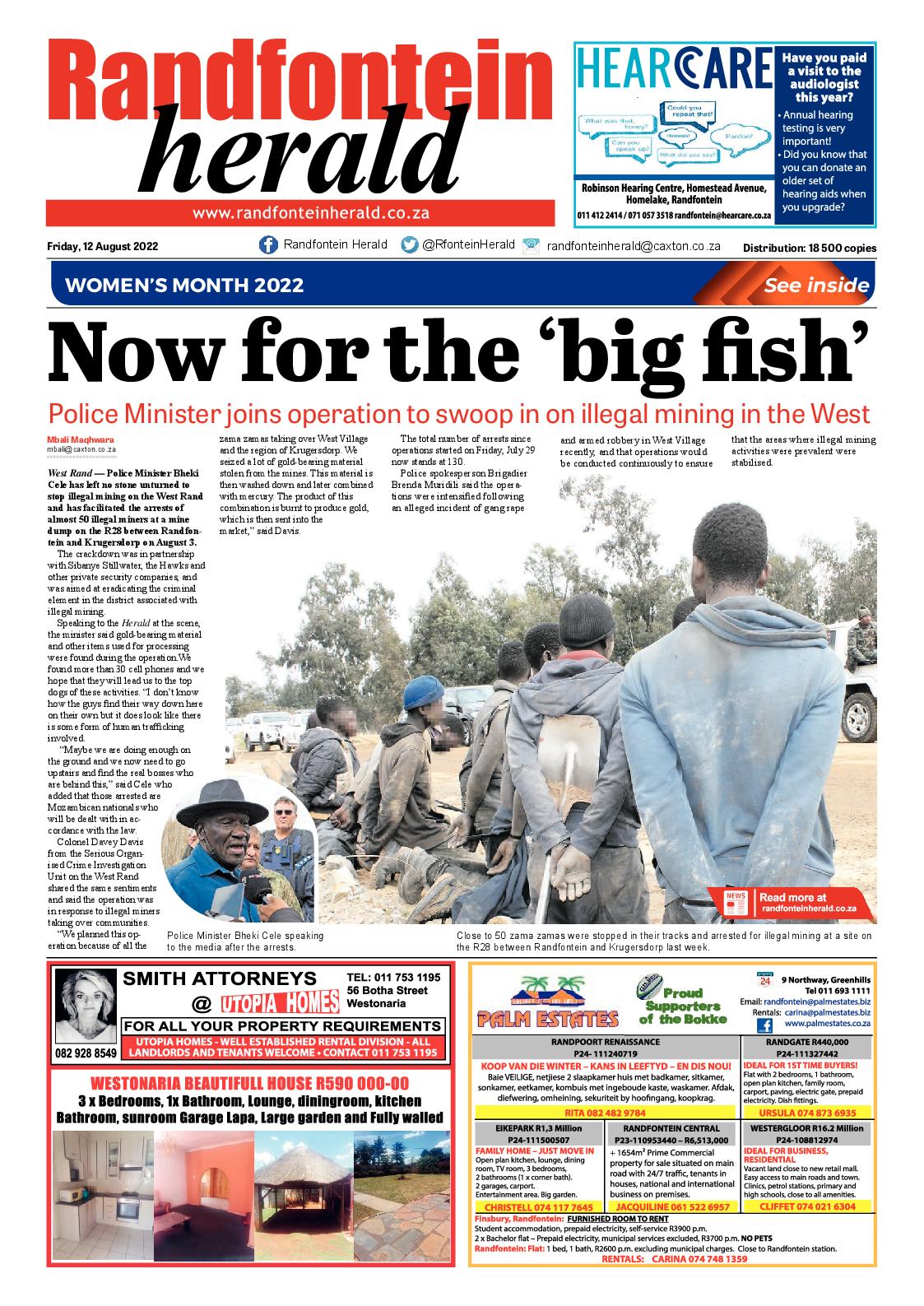 Randfontein Herald 12 August 2022 page 1