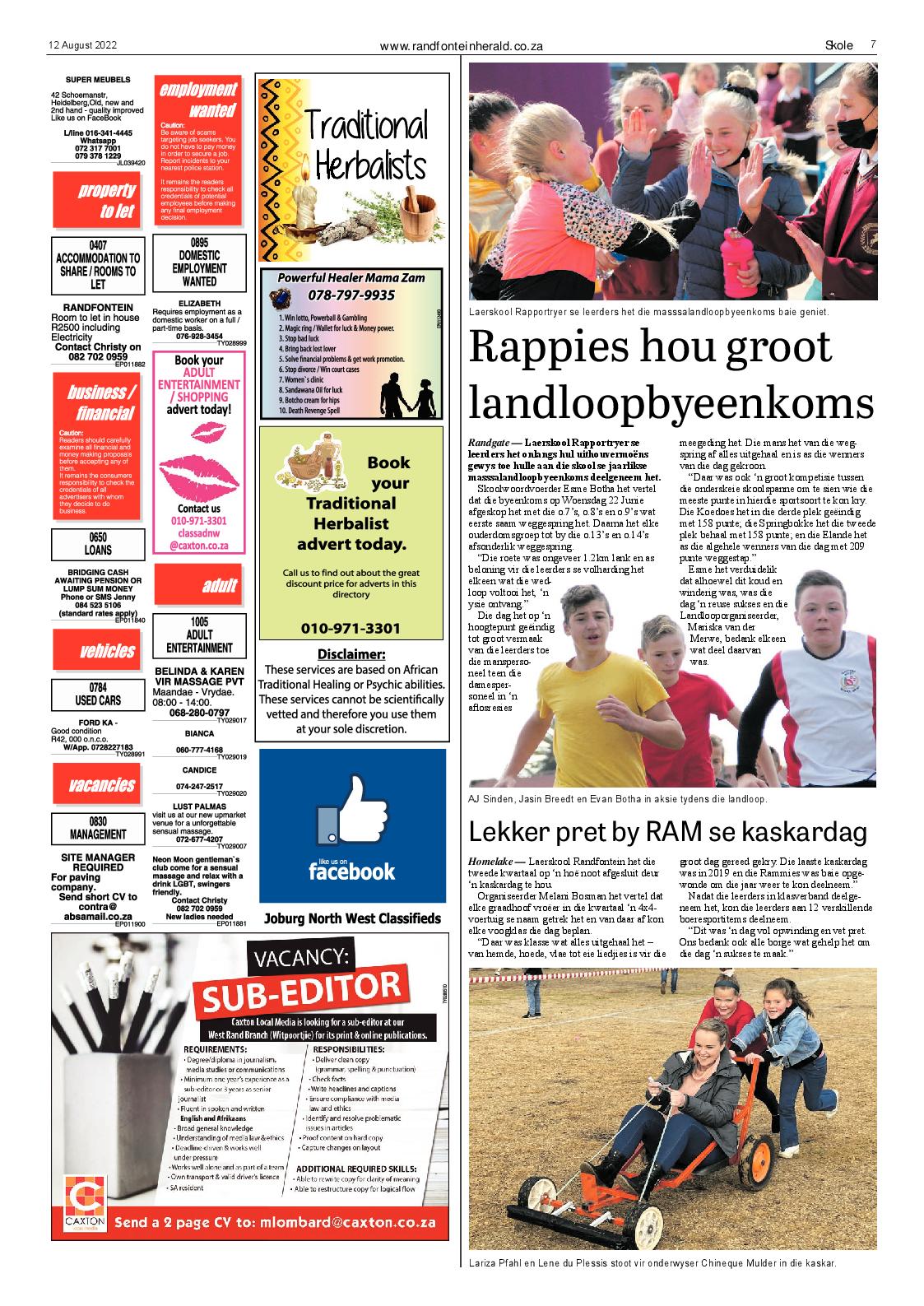 Randfontein Herald 12 August 2022 page 7