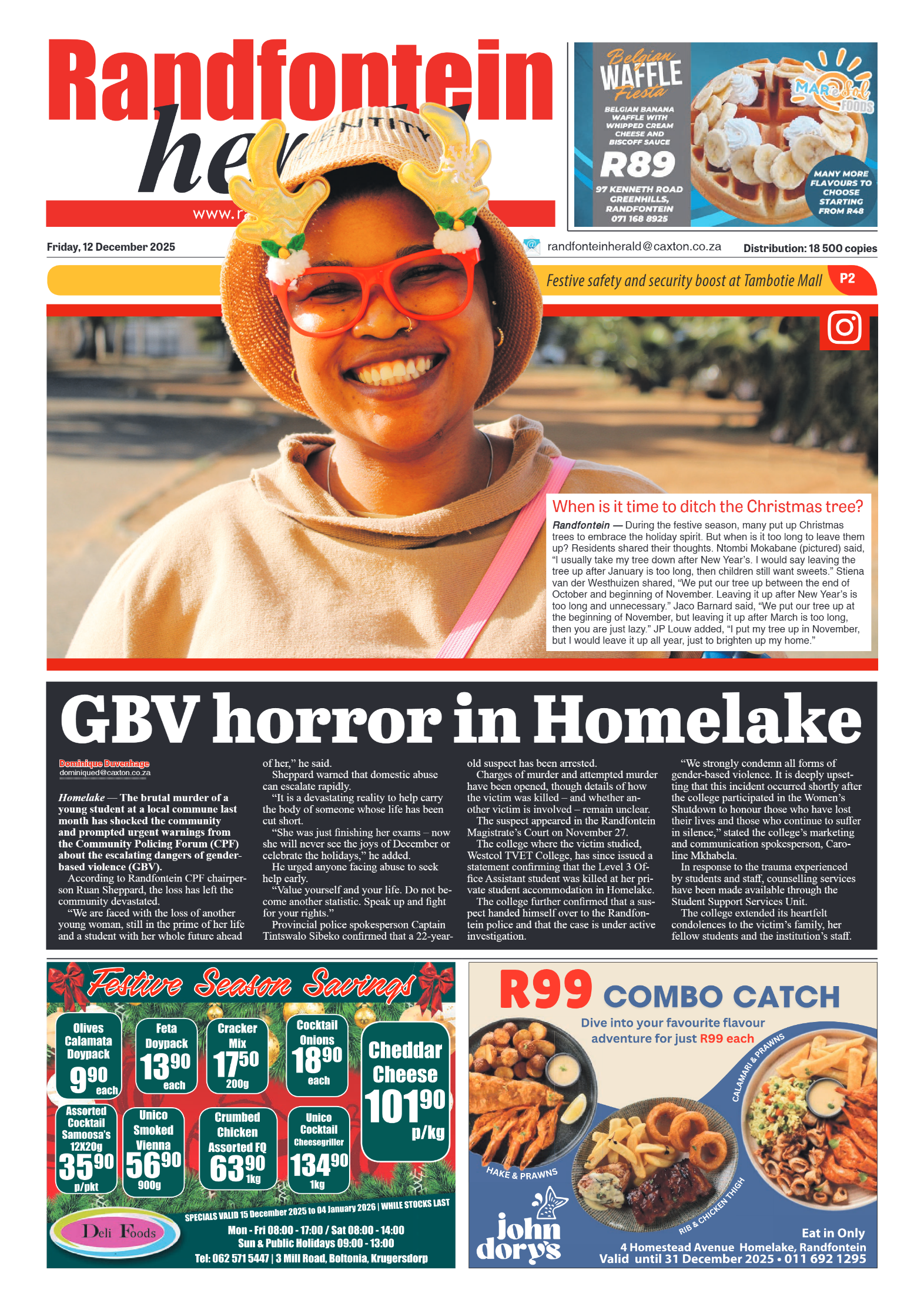 Randfontein Herald 12 December 2025 page 1