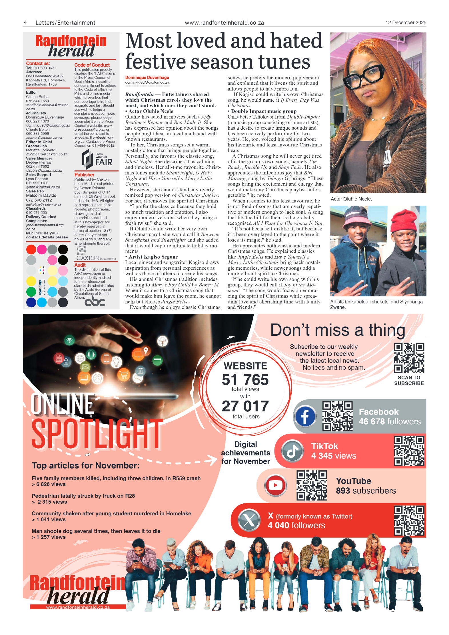 Randfontein Herald 12 December 2025 page 4