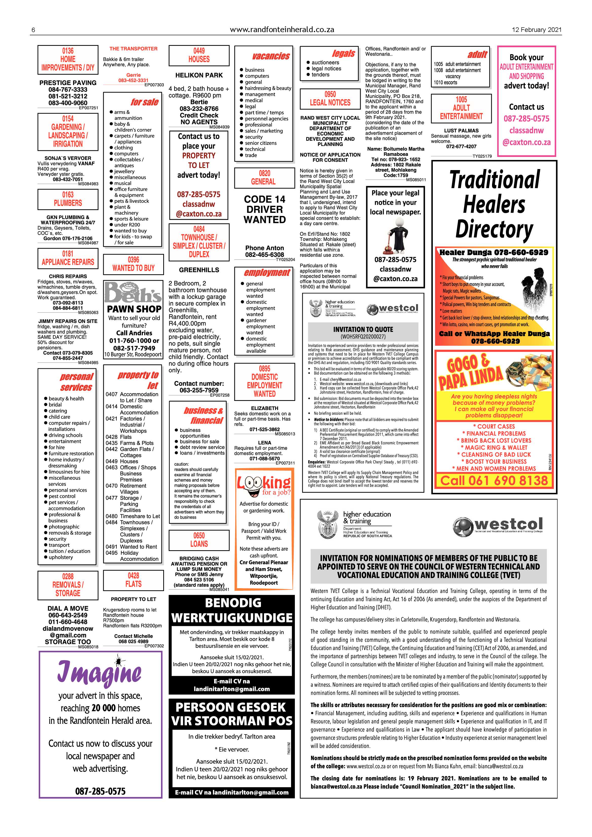Randfontein Herald 12 February 2021 page 6