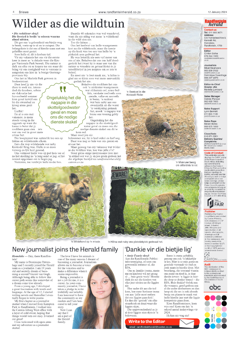 Randfontein Herald 12 January 2024 page 4