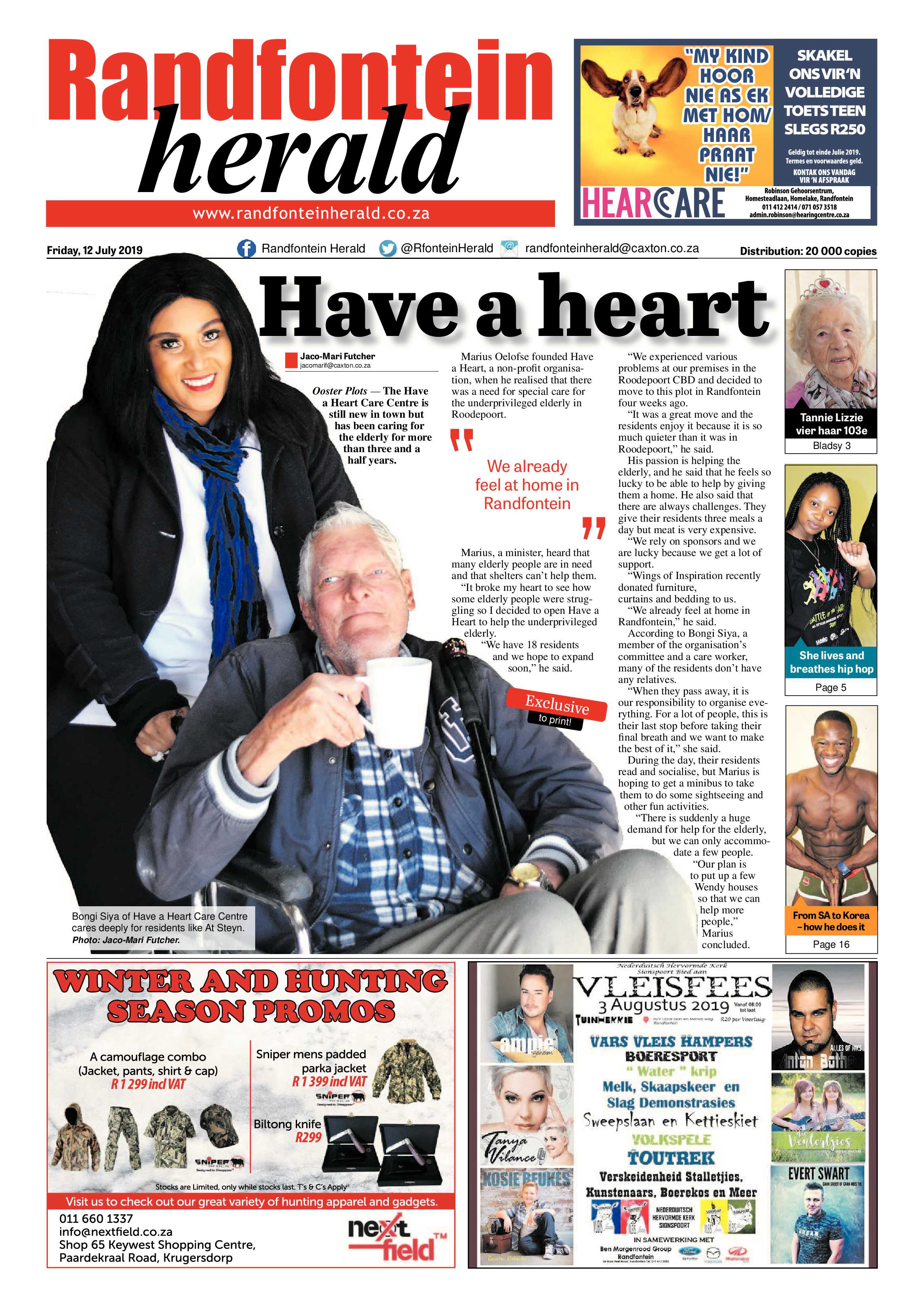 Randfontein Herald 12 July 2019 page 1