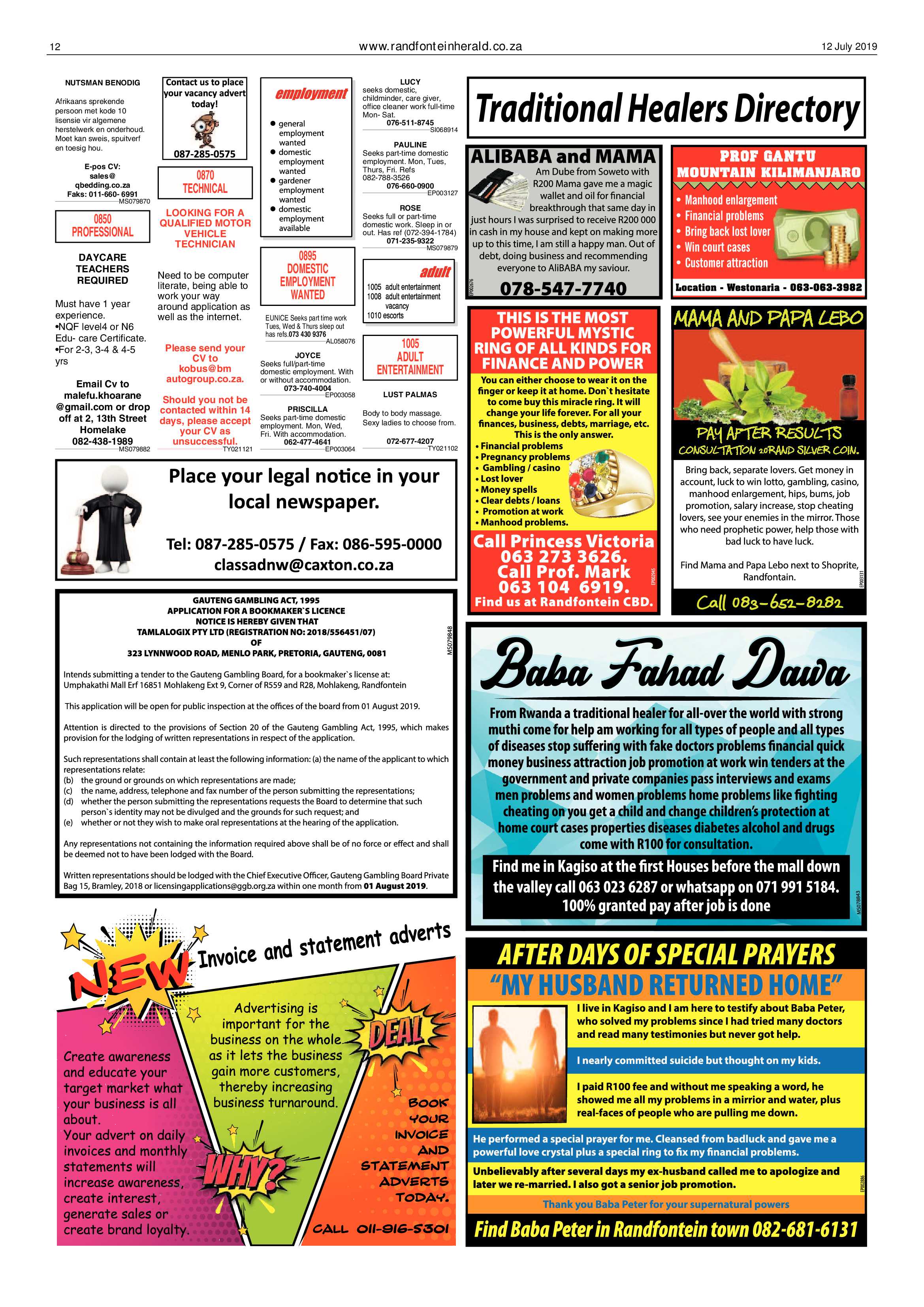 Randfontein Herald 12 July 2019 page 12