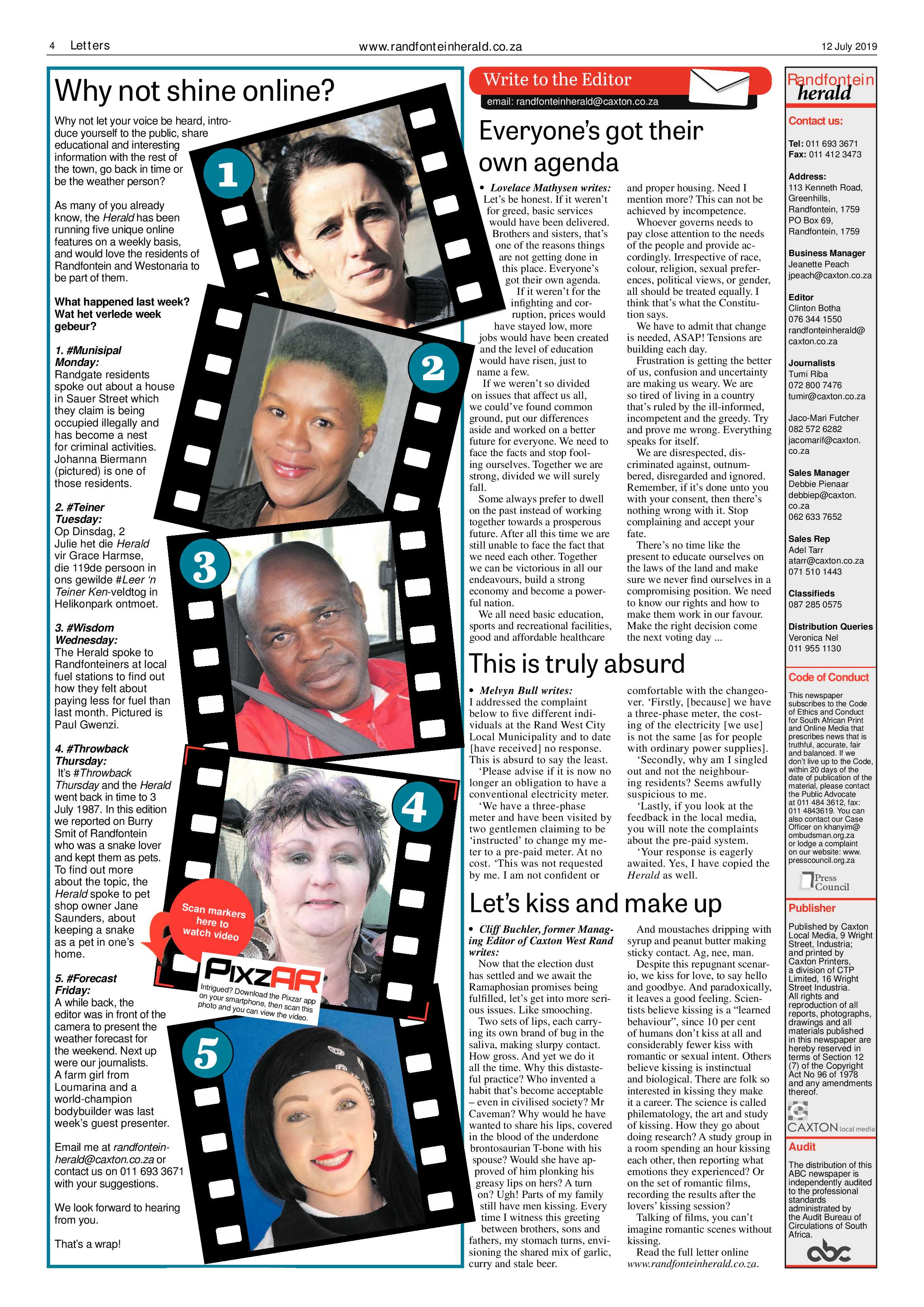 Randfontein Herald 12 July 2019 page 4