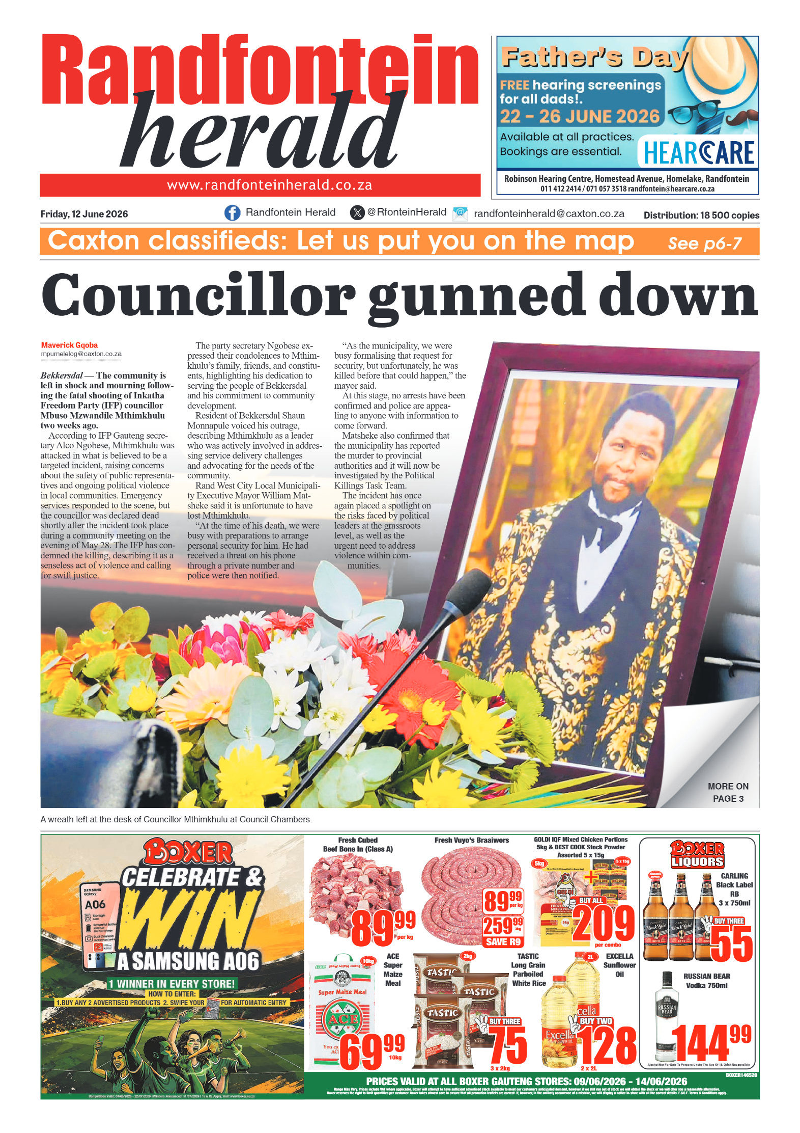 Randfontein Herald 12 June 2026 page 1