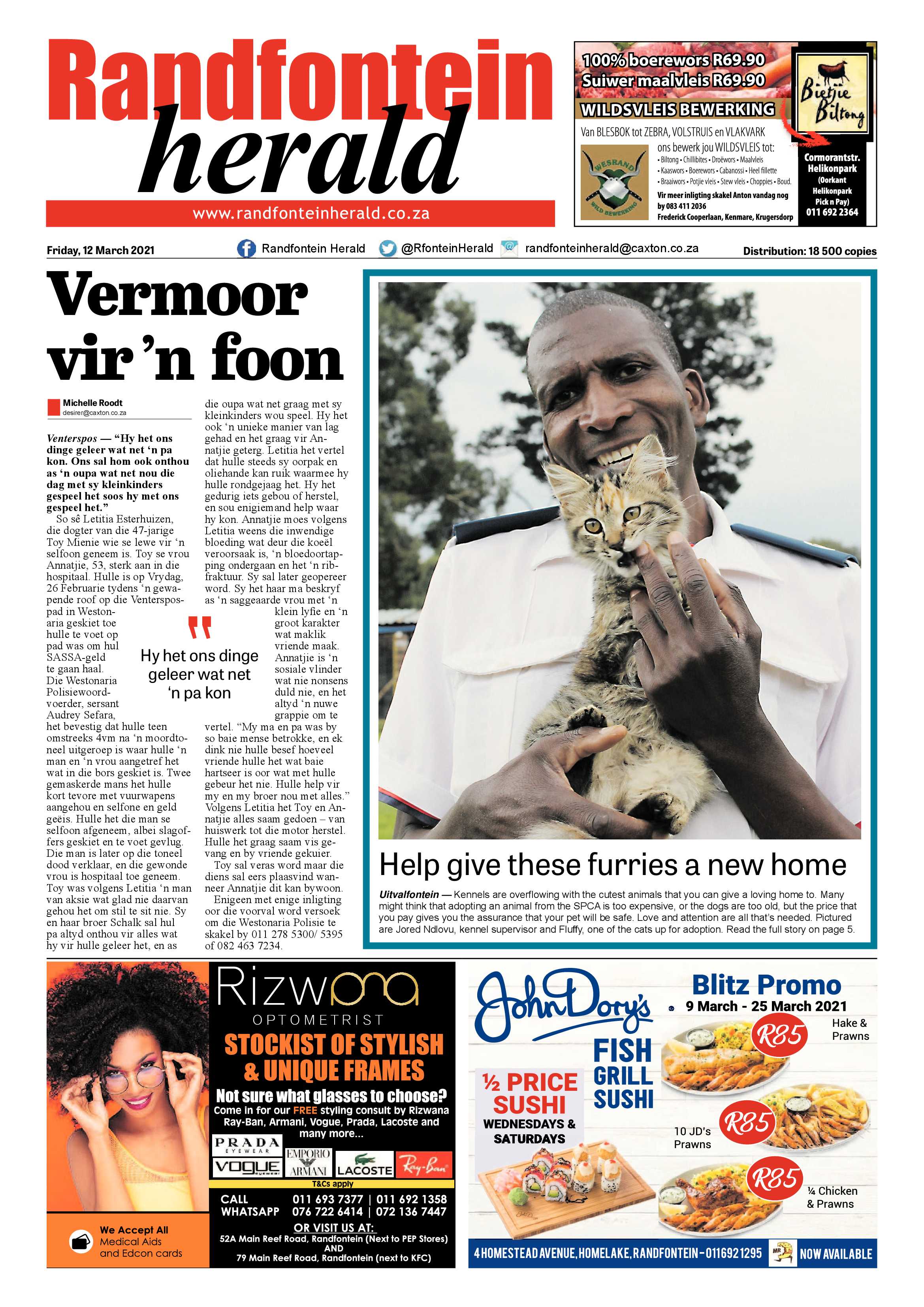 Randfontein Herald 12 March 2021 page 1