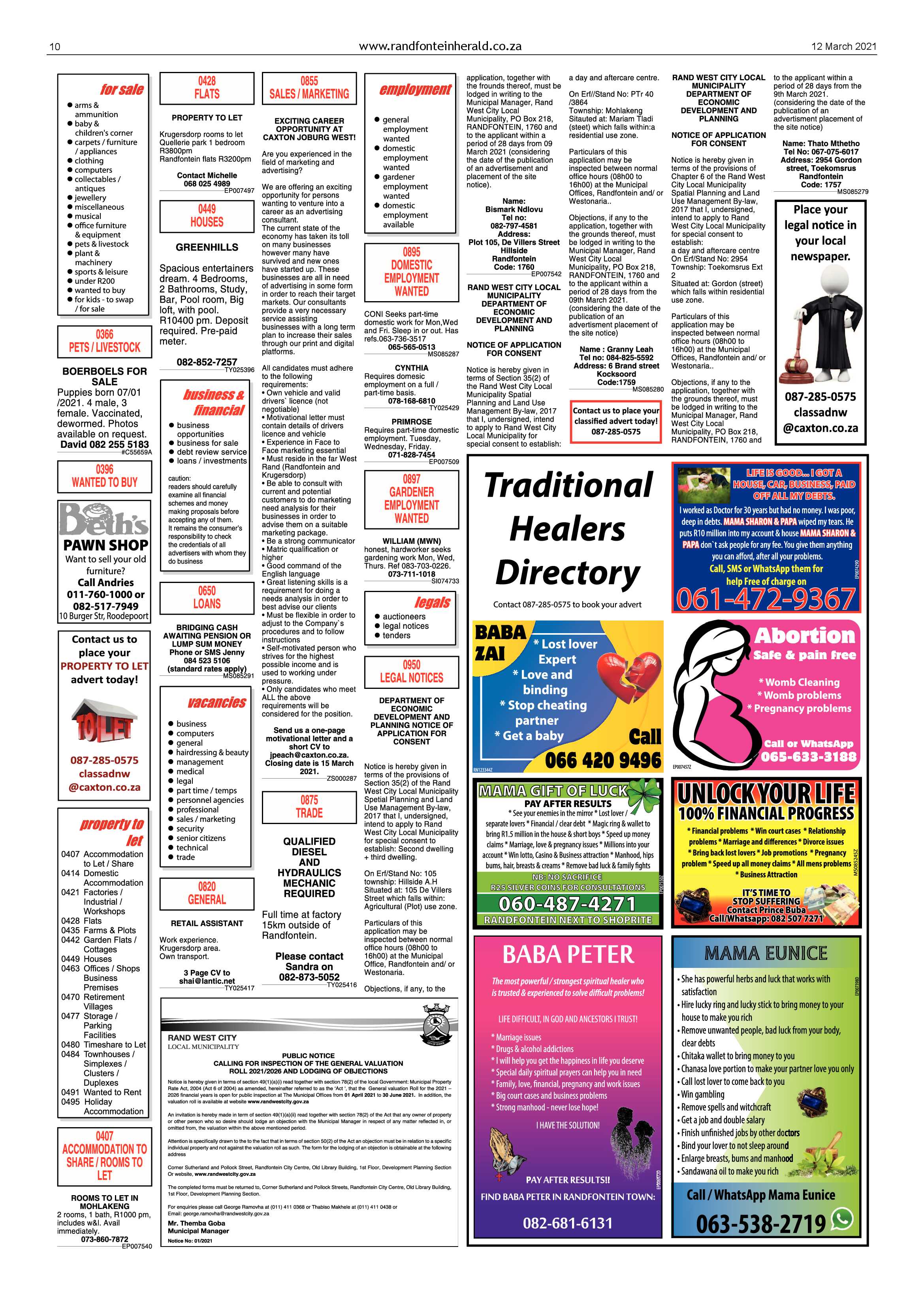 Randfontein Herald 12 March 2021 page 10