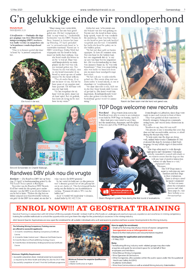 Randfontein Herald 12 May 2023 page 3