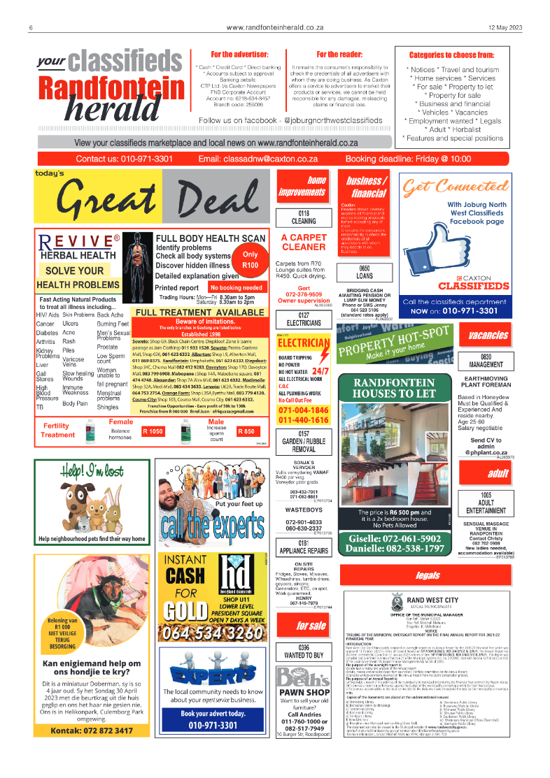 Randfontein Herald 12 May 2023 page 6