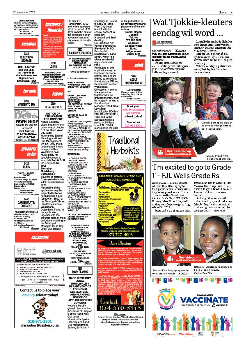 Randfontein Herald 12 November 2021 page 7