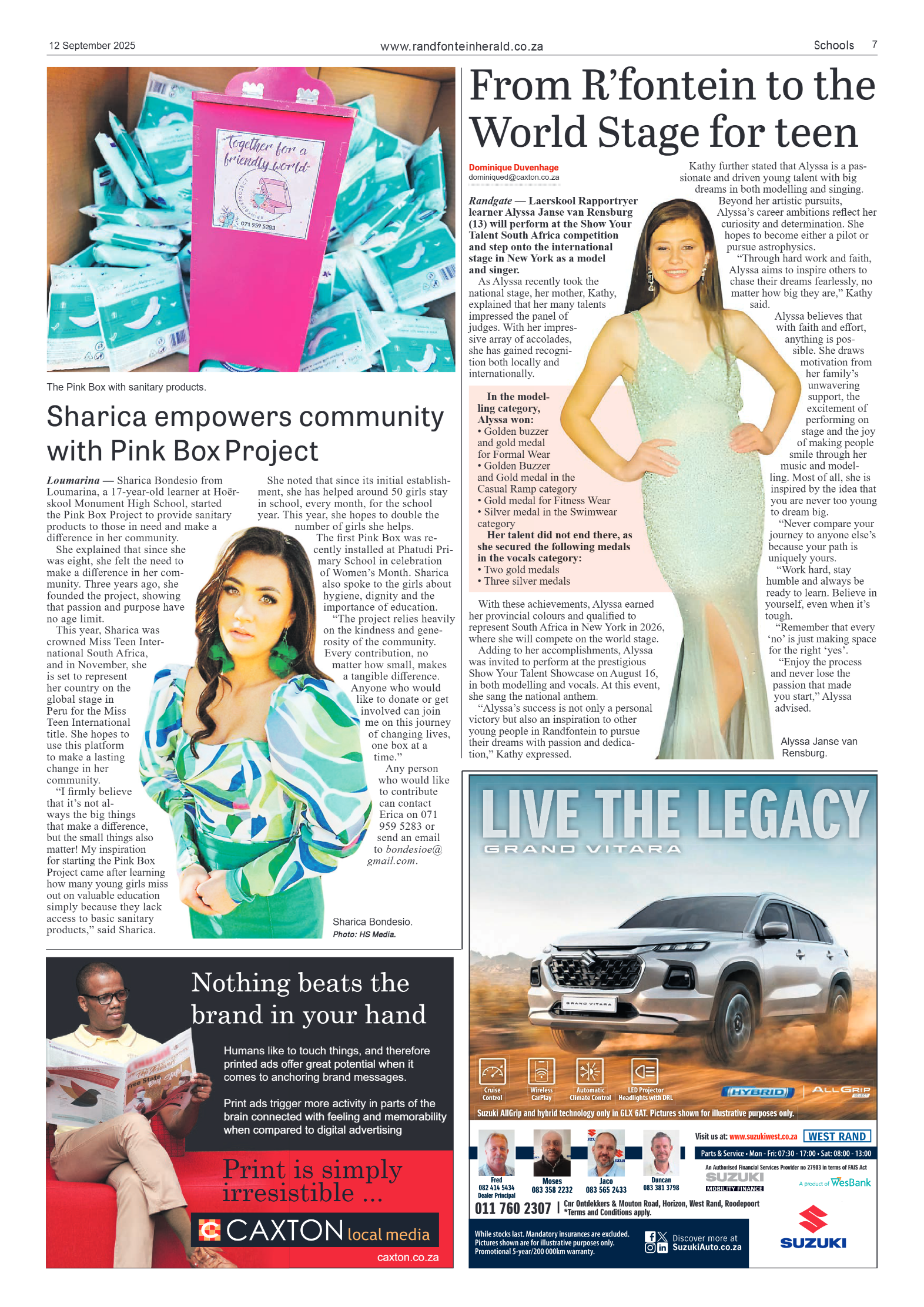 Randfontein Herald 12 September 2025 page 7