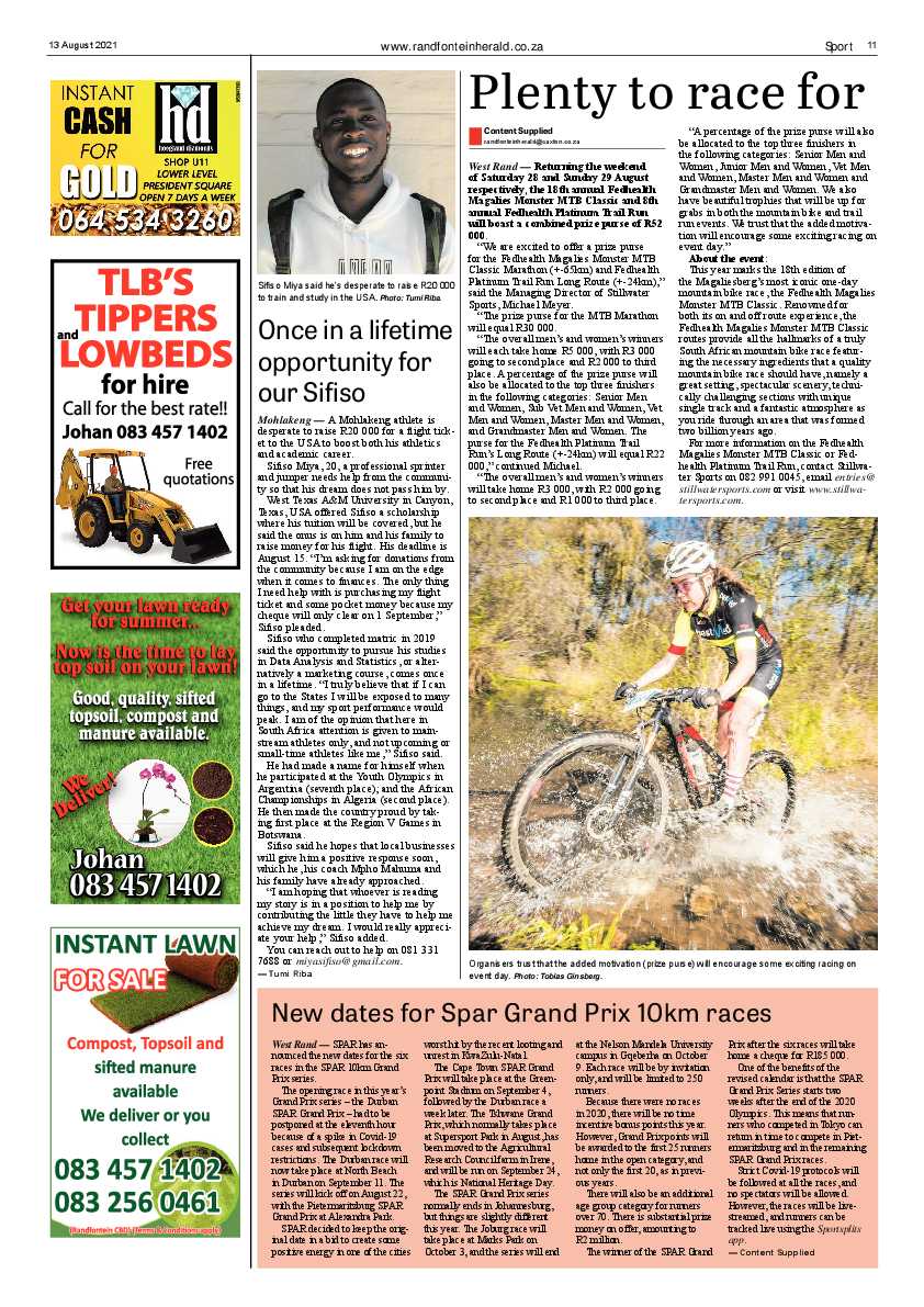 Randfontein Herald 13 August 2021 page 11