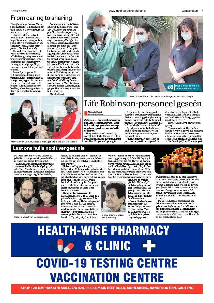Randfontein Herald 13 August 2021 page 3