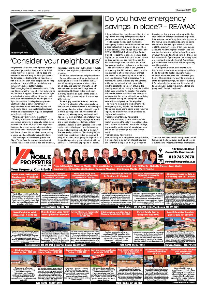Randfontein Herald 13 August 2021 page 7