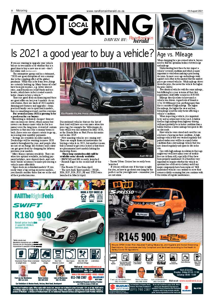 Randfontein Herald 13 August 2021 page 8