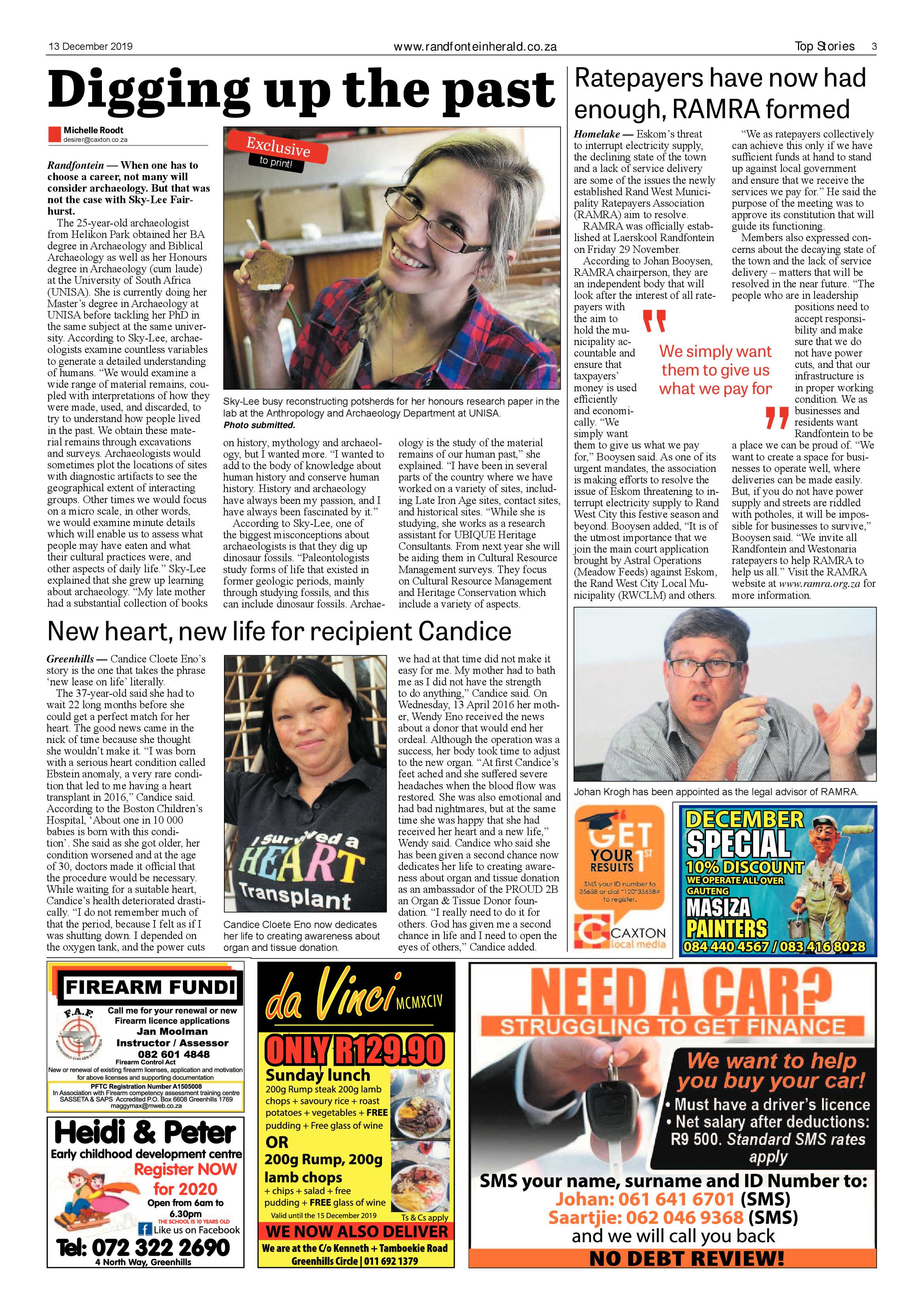 Randfontein Herald 13 December 2019 page 3