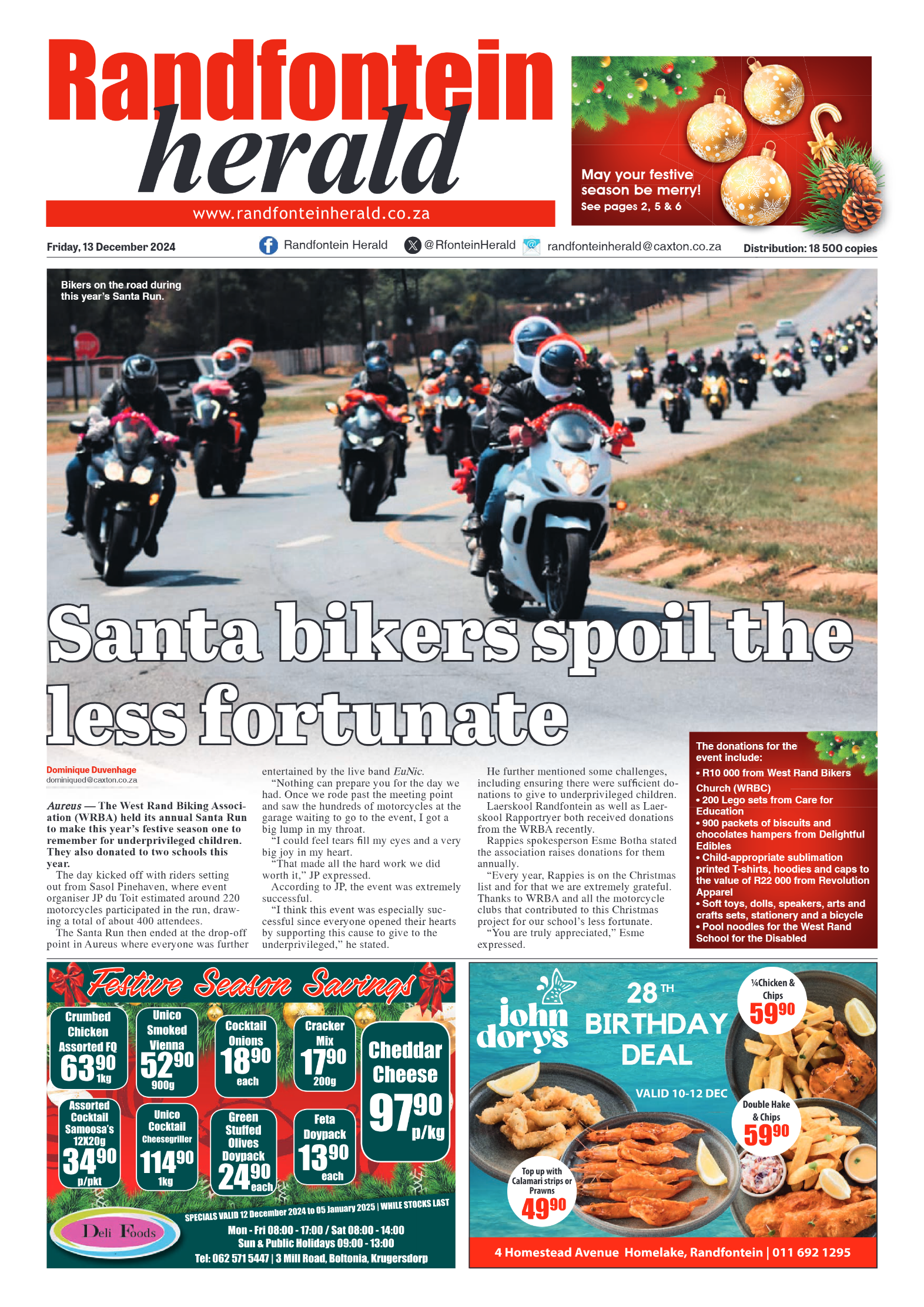 Randfontein Herald 13 December 2024 page 1