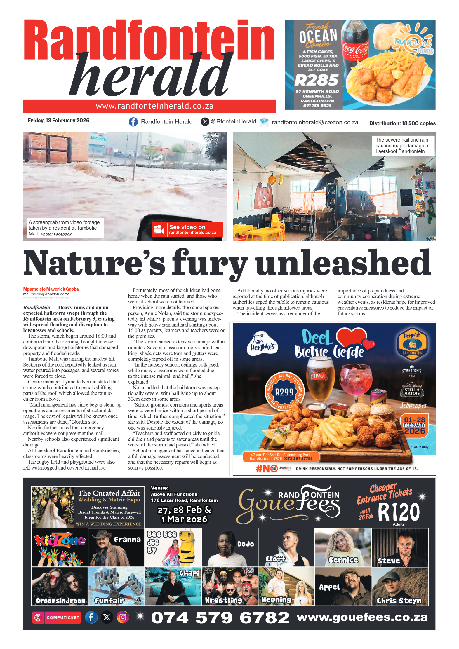 Randfontein Herald 13 February 2026 page 1