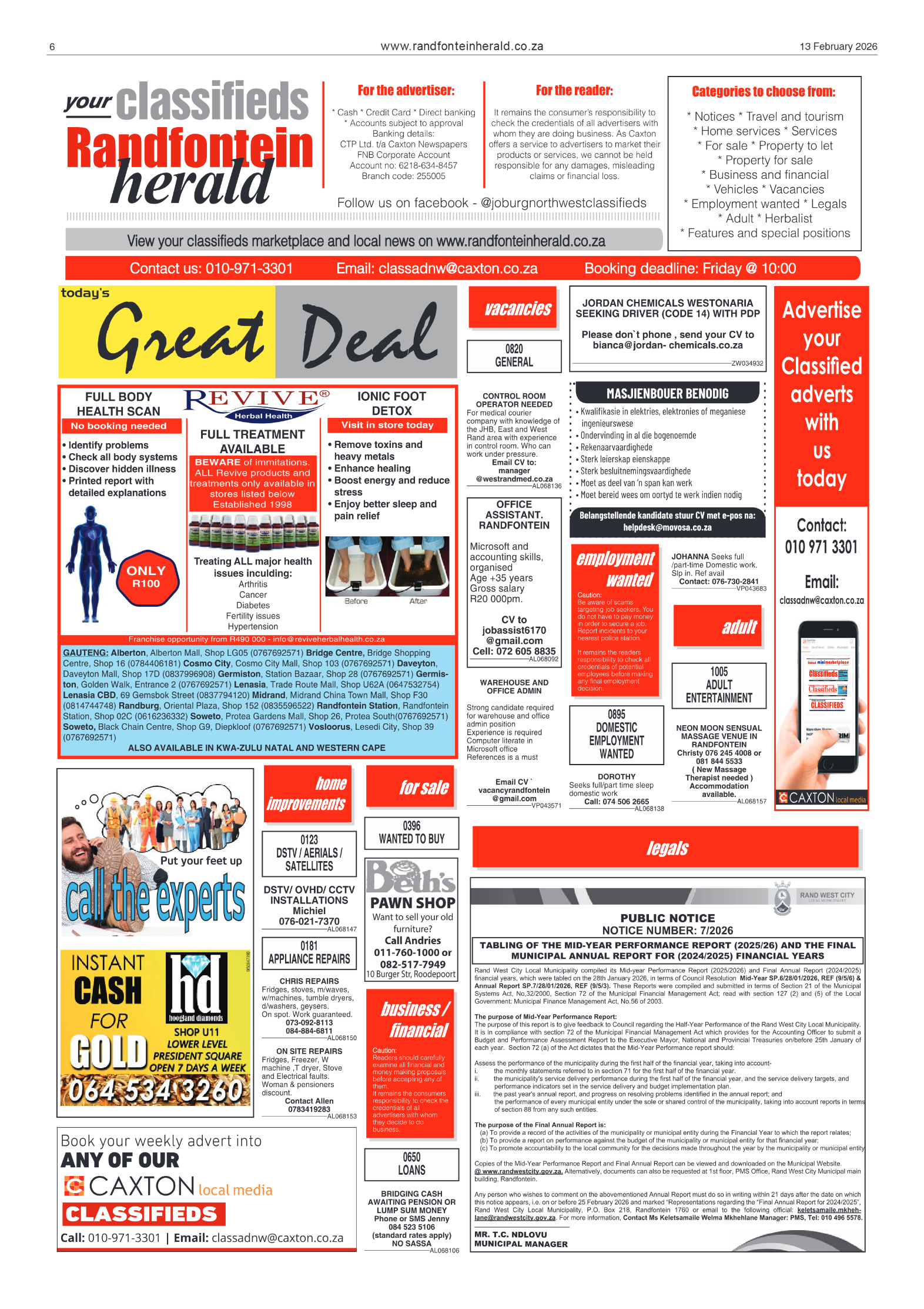 Randfontein Herald 13 February 2026 page 6